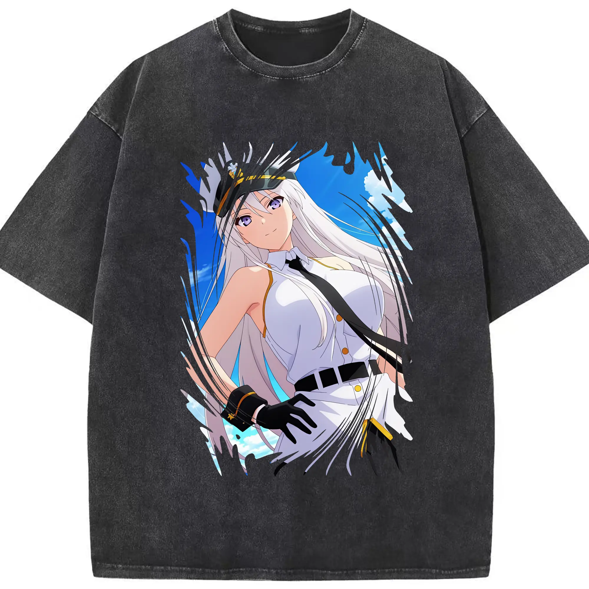 アズールレーン グッズ,エンタープライズ - 綿100％ ヴィンテージ風 半袖Tシャツ ・ フロントプリント ・ 柔らか肌触り ・ 通気性 快適 ・ スポーツ カジュアル 外出用