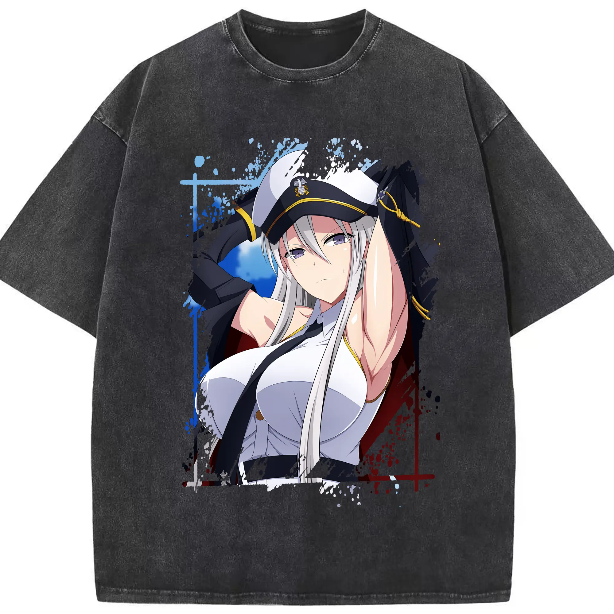 アズールレーン グッズ,エンタープライズ - 綿100％ ヴィンテージ風 半袖Tシャツ ・ フロントプリント ・ 柔らか肌触り ・ 通気性 快適 ・ スポーツ カジュアル 外出用