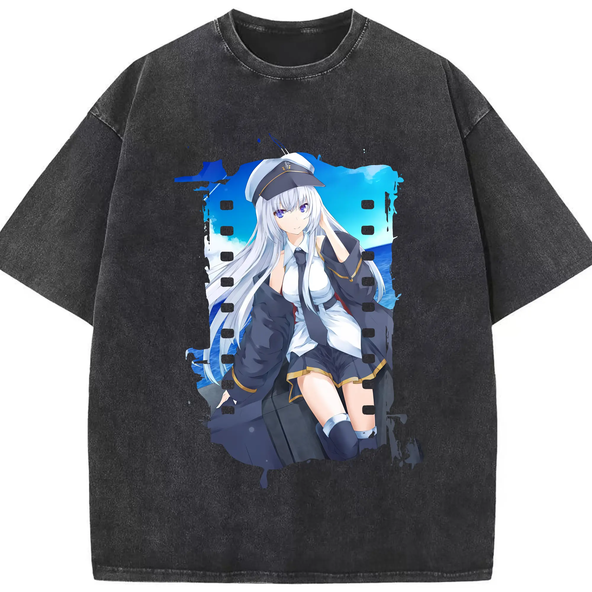 アズールレーン グッズ,エンタープライズ - 綿100％ ヴィンテージ風 半袖Tシャツ ・ フロントプリント ・ 柔らか肌触り ・ 通気性 快適 ・ スポーツ カジュアル 外出用
