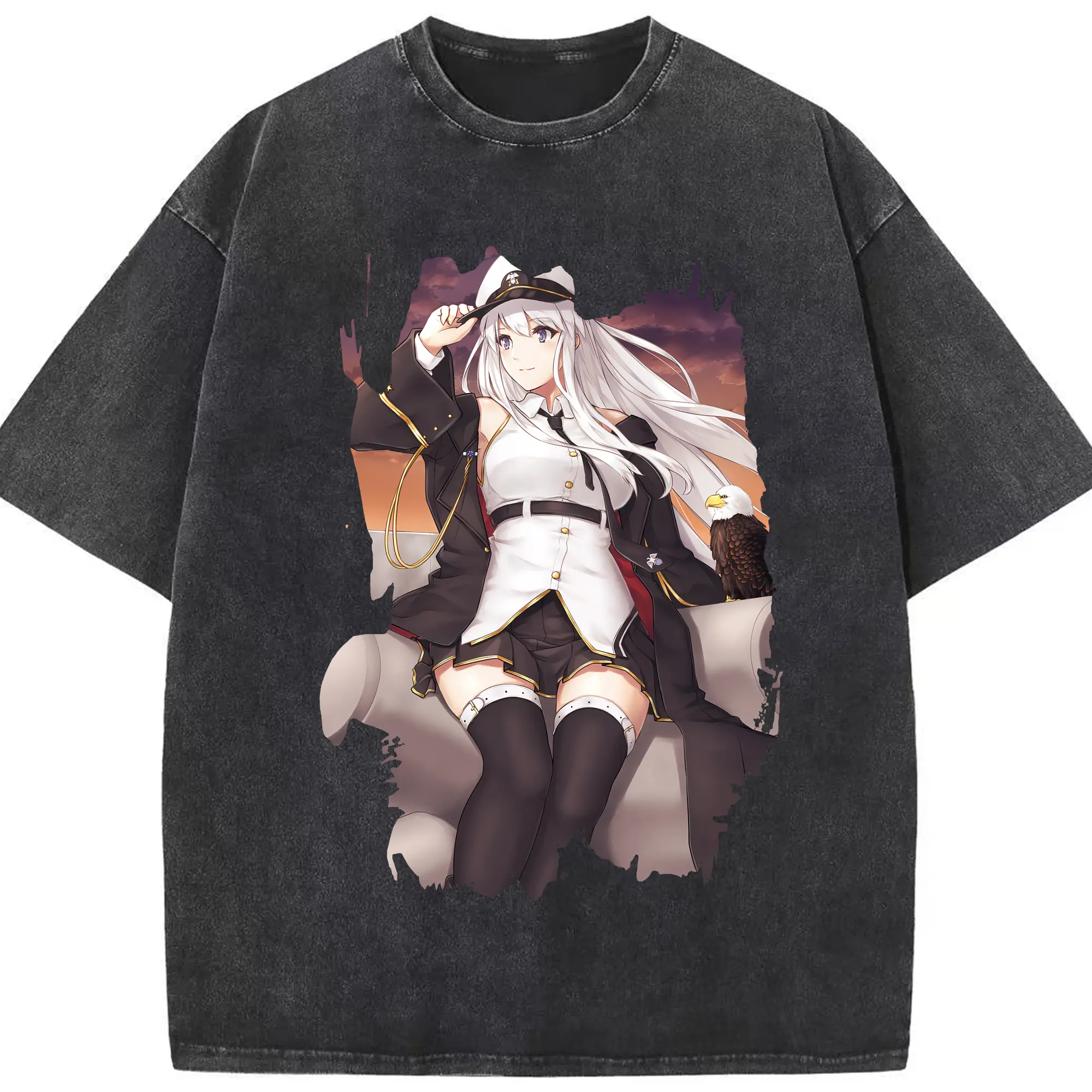 アズールレーン グッズ,エンタープライズ - 綿100％ ヴィンテージ風 半袖Tシャツ ・ フロントプリント ・ 柔らか肌触り ・ 通気性 快適 ・ スポーツ カジュアル 外出用