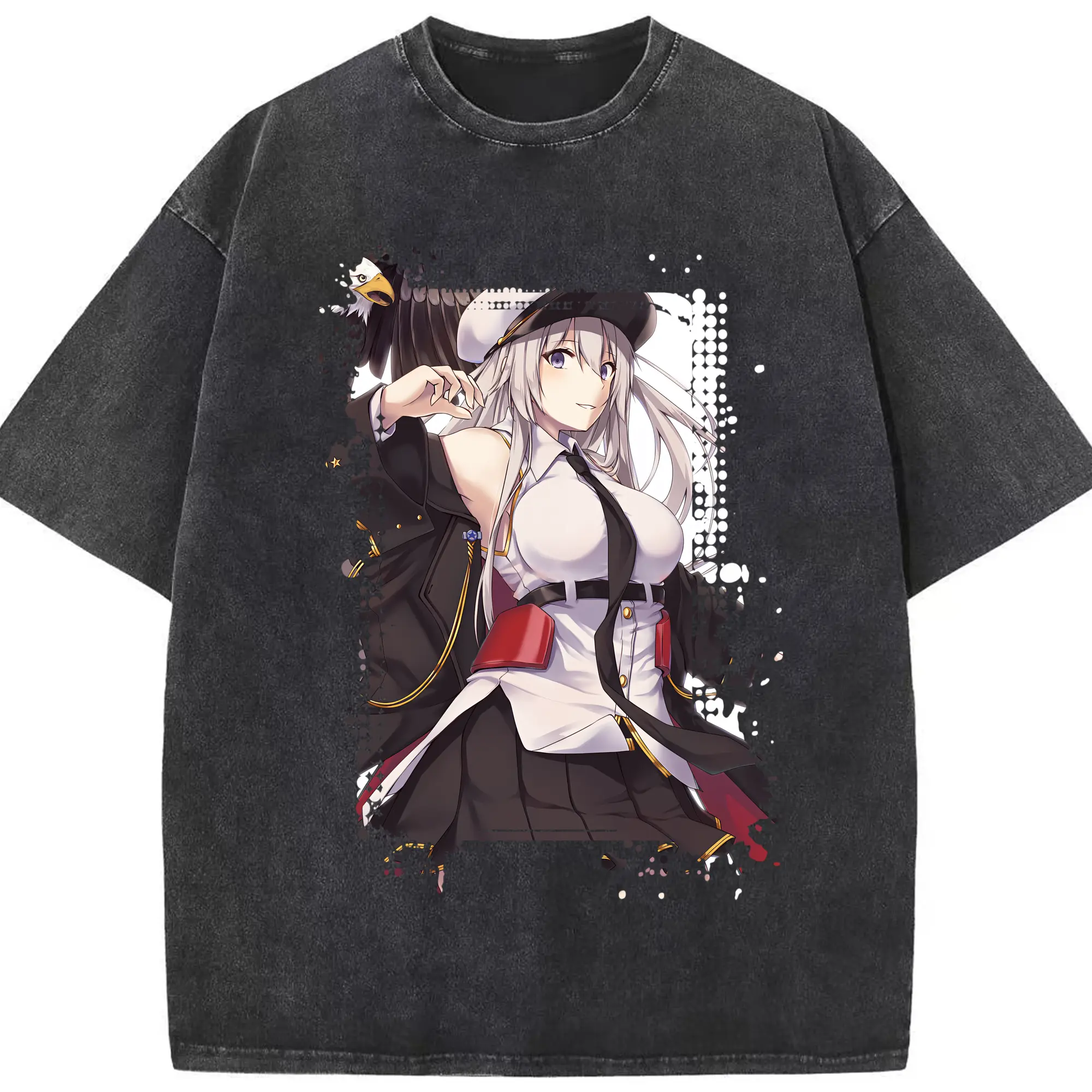 アズールレーン グッズ,エンタープライズ - 綿100％ ヴィンテージ風 半袖Tシャツ ・ フロントプリント ・ 柔らか肌触り ・ 通気性 快適 ・ スポーツ カジュアル 外出用