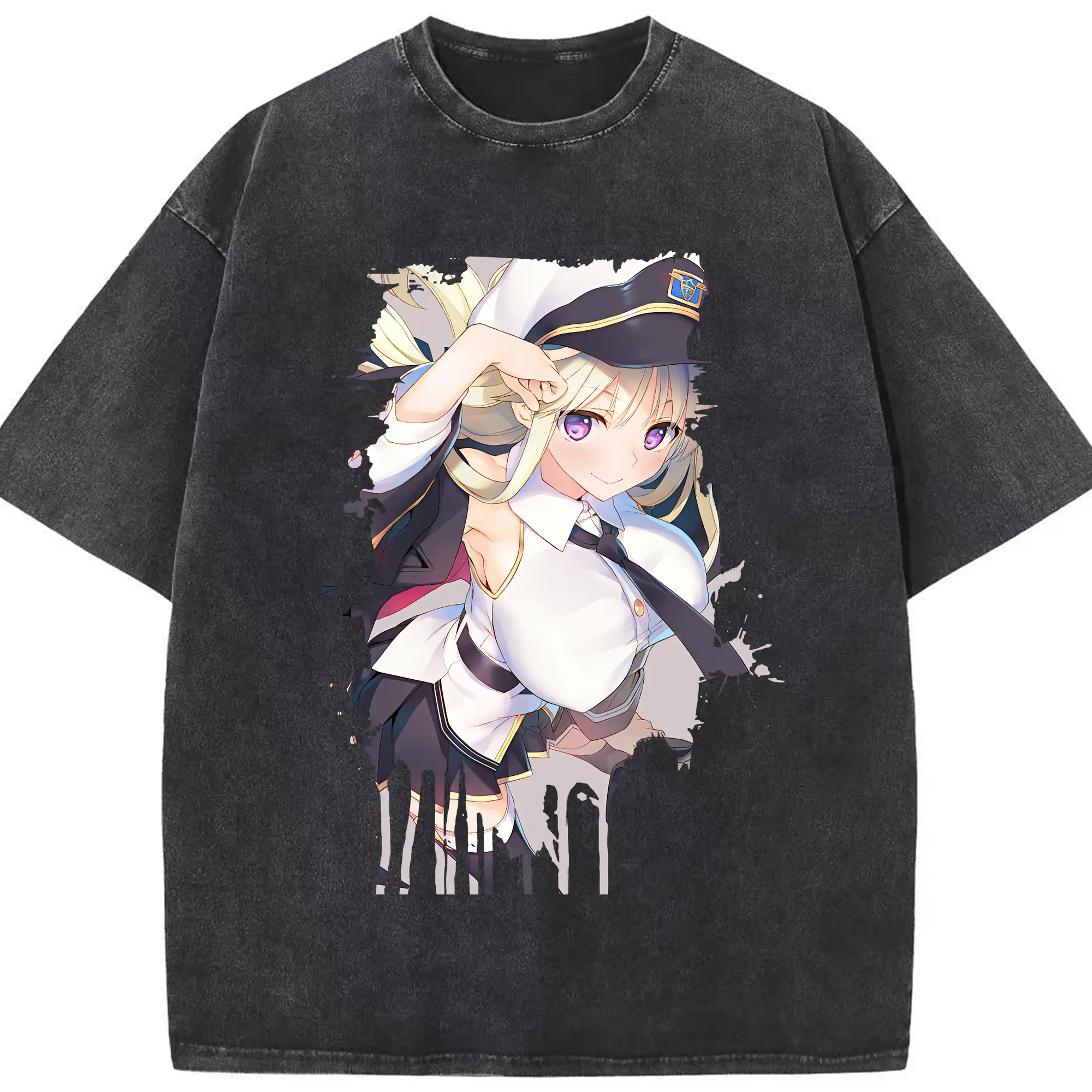 アズールレーン グッズ,エンタープライズ - 綿100％ ヴィンテージ風 半袖Tシャツ ・ フロントプリント ・ 柔らか肌触り ・ 通気性 快適 ・ スポーツ カジュアル 外出用