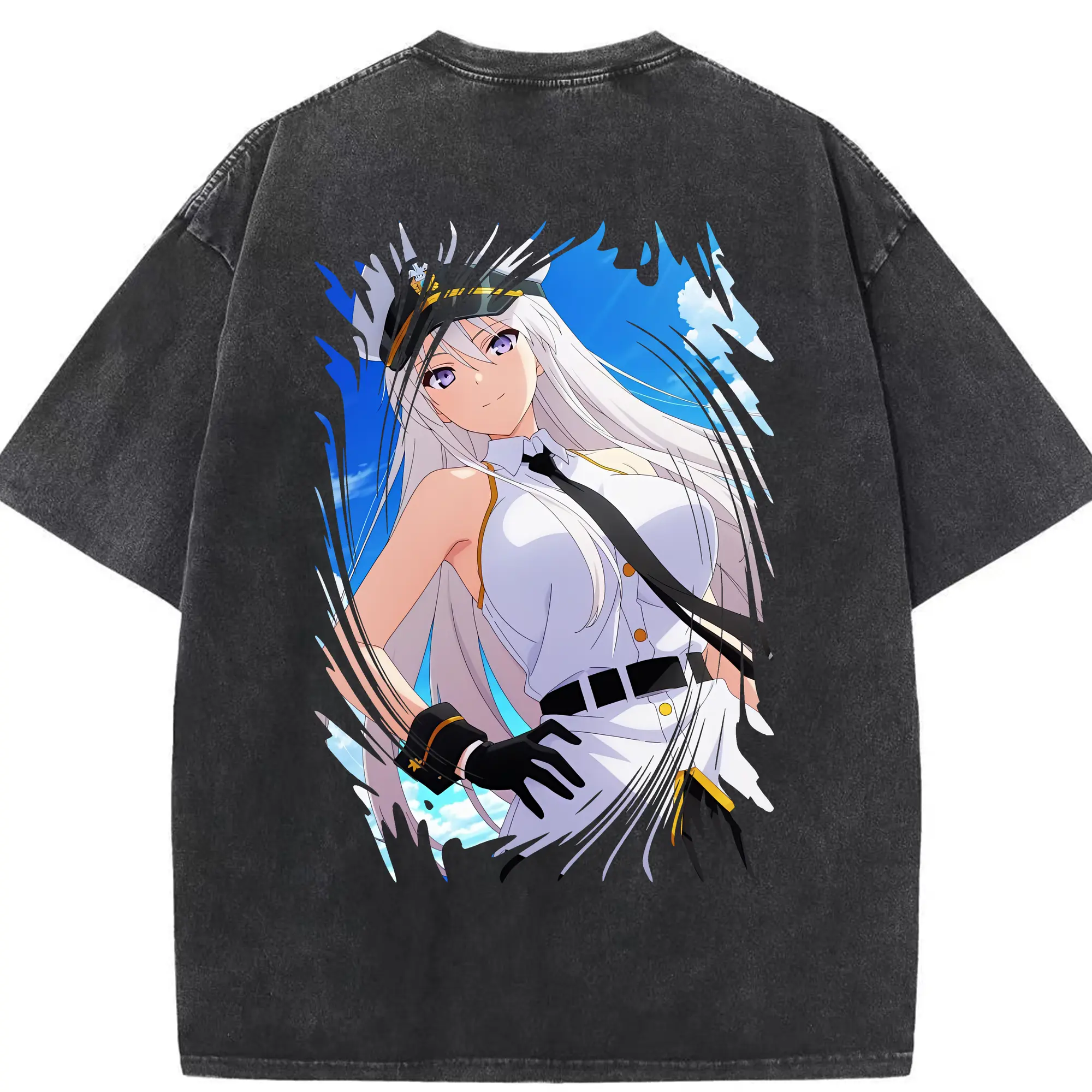 アズールレーン グッズ,エンタープライズ - 綿100％ ヴィンテージ風 半袖Tシャツ ・ 背面プリント ・ 柔らか肌触り ・ 通気性 快適 ・ スポーツ カジュアル 外出用
