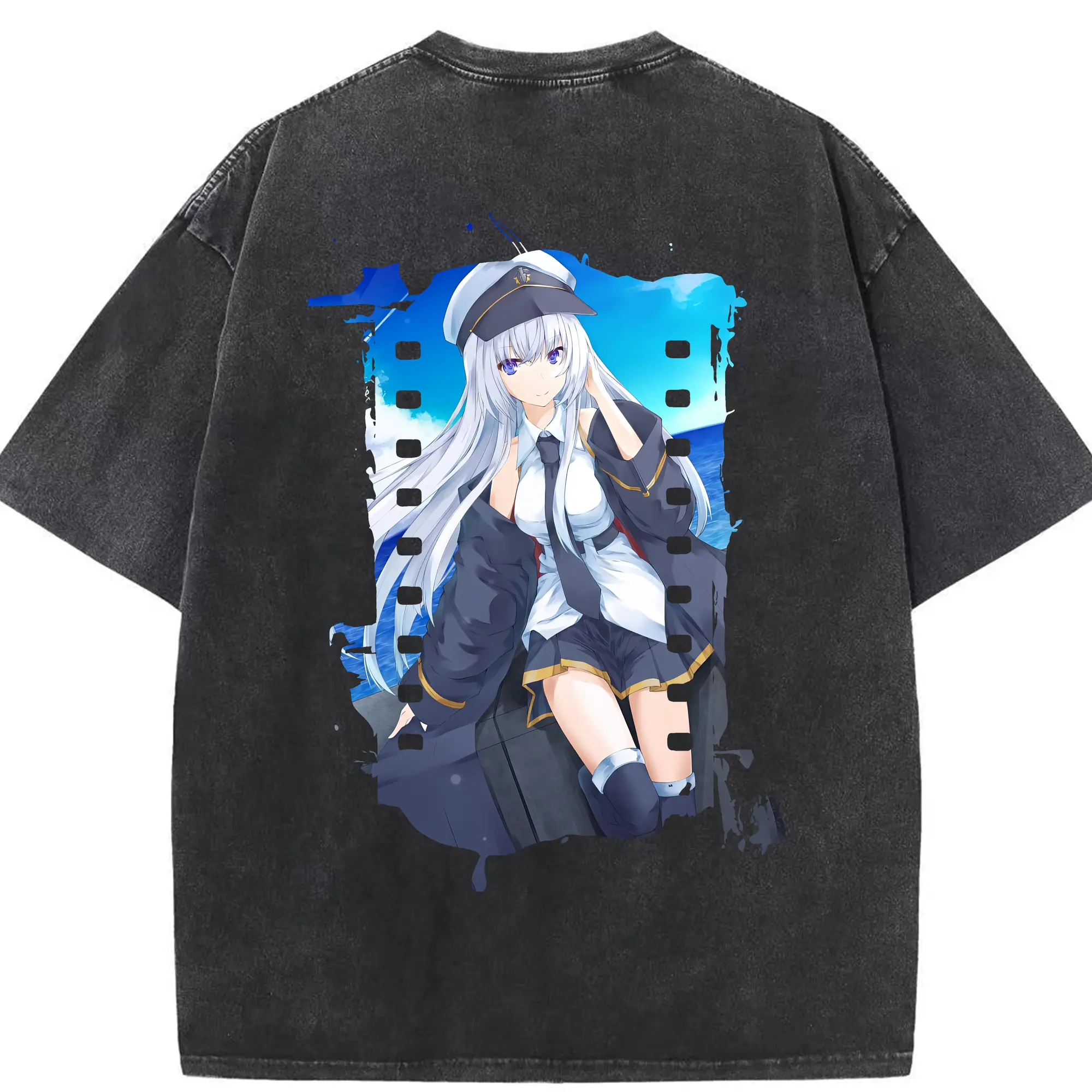 アズールレーン グッズ,エンタープライズ - 綿100％ ヴィンテージ風 半袖Tシャツ ・ 背面プリント ・ 柔らか肌触り ・ 通気性 快適 ・ スポーツ カジュアル 外出用