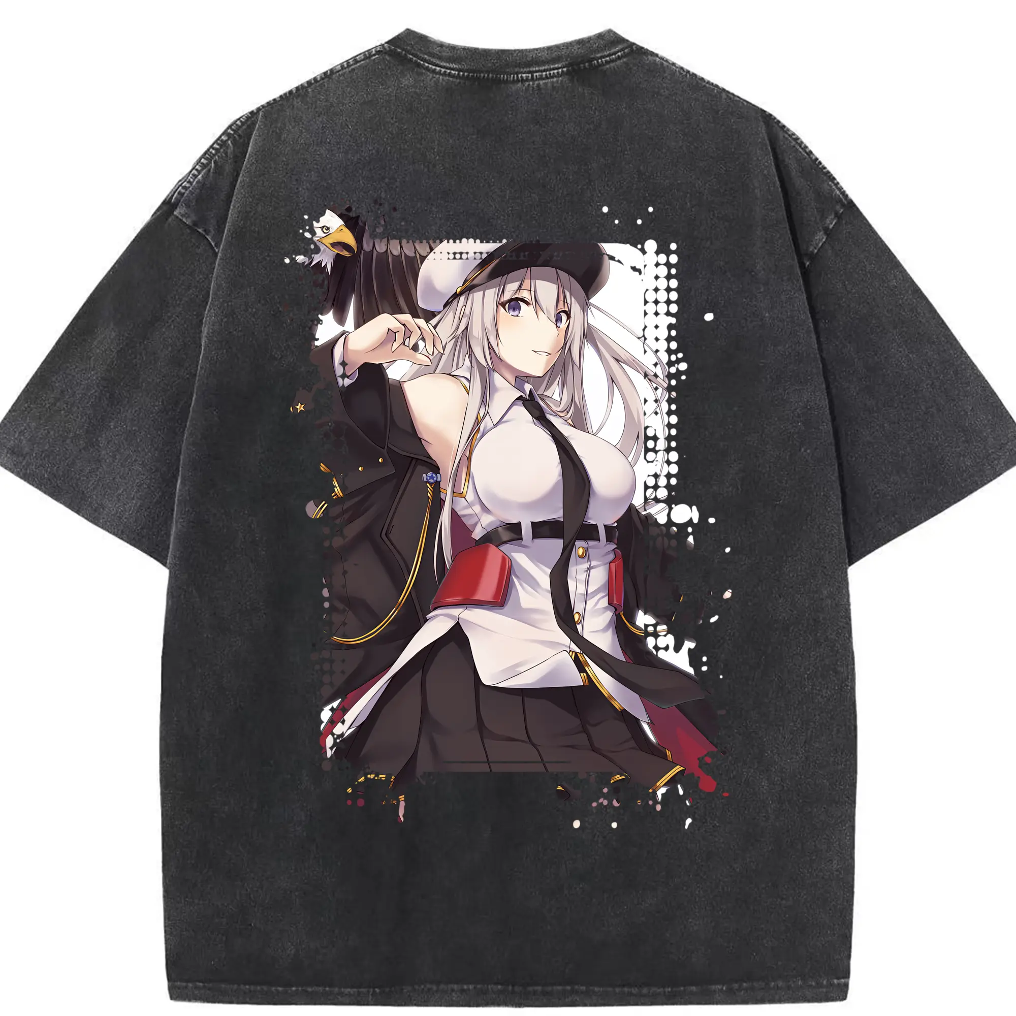 アズールレーン グッズ,エンタープライズ - 綿100％ ヴィンテージ風 半袖Tシャツ ・ 背面プリント ・ 柔らか肌触り ・ 通気性 快適 ・ スポーツ カジュアル 外出用