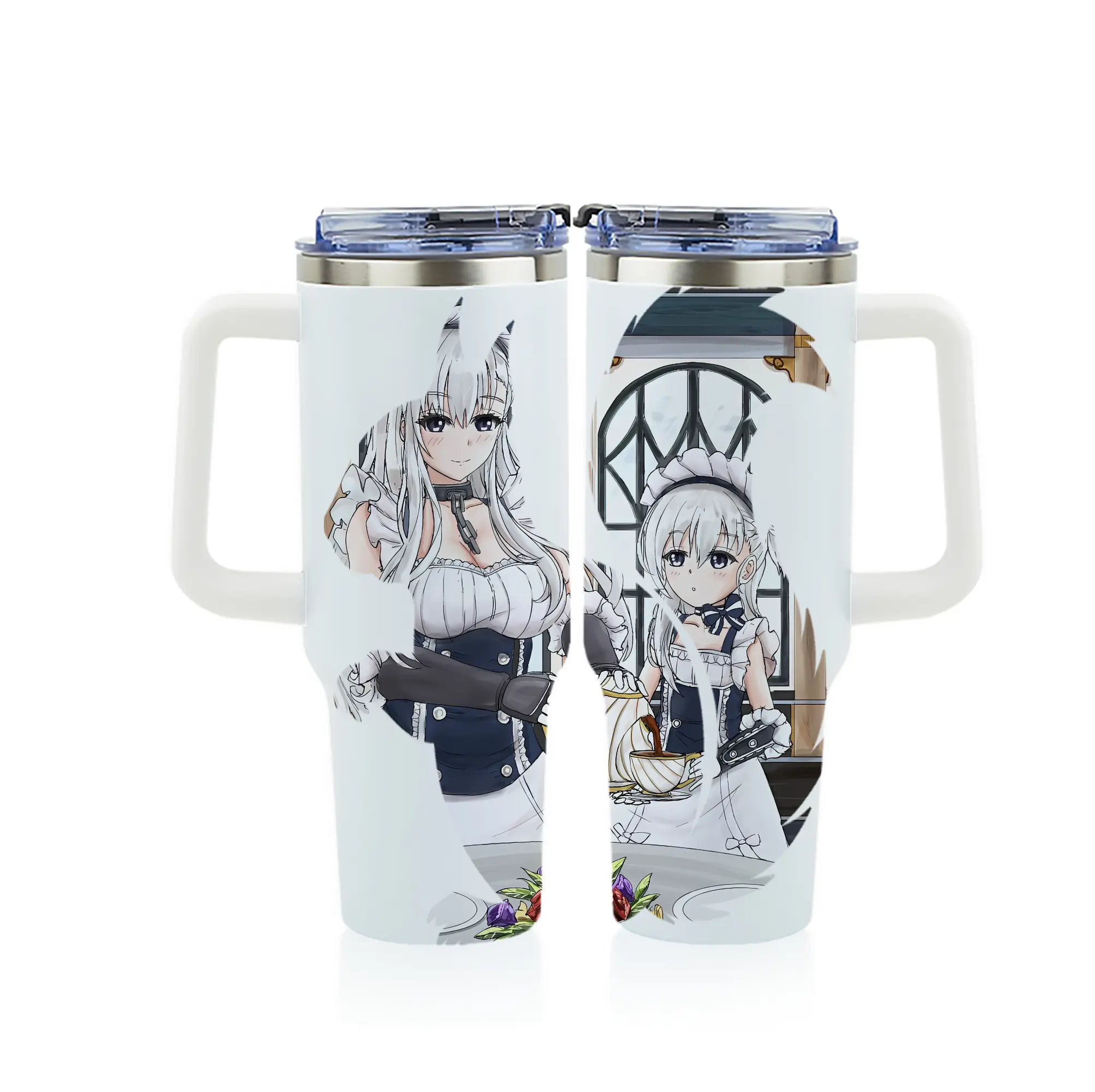 アズールレーン グッズ,ベルファスト - 1200mL フルプリント車用タンブラー ・ 304ステンレス 内側 ・ 201ステンレス 外側 ・ 保温 保冷 ・ 通勤 ドライブ アウトドア用