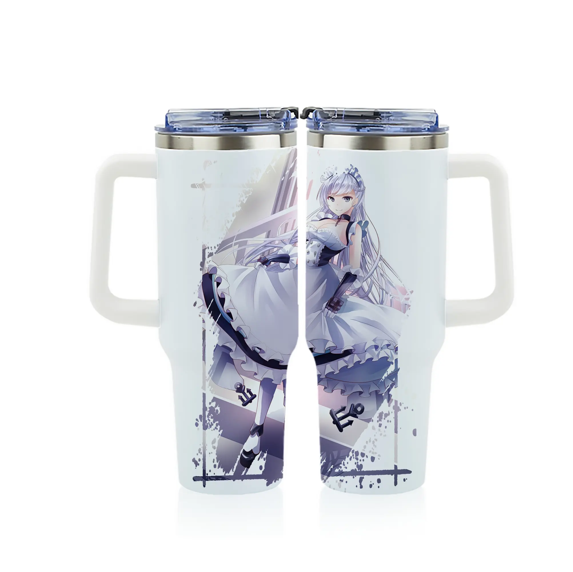 アズールレーン グッズ,ベルファスト - 1200mL フルプリント車用タンブラー ・ 304ステンレス 内側 ・ 201ステンレス 外側 ・ 保温 保冷 ・ 通勤 ドライブ アウトドア用