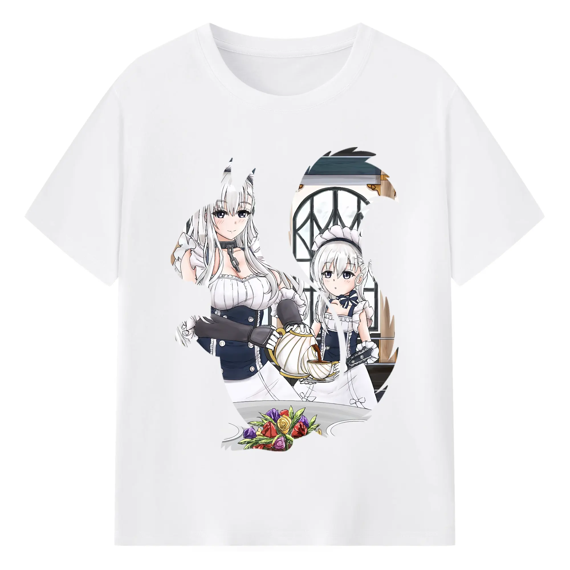 アズールレーン グッズ,ベルファスト - 綿100％ 半袖Tシャツ ・ フロントプリント ・ 快適 通気性 ・ 日常使い 散歩 スポーツ用