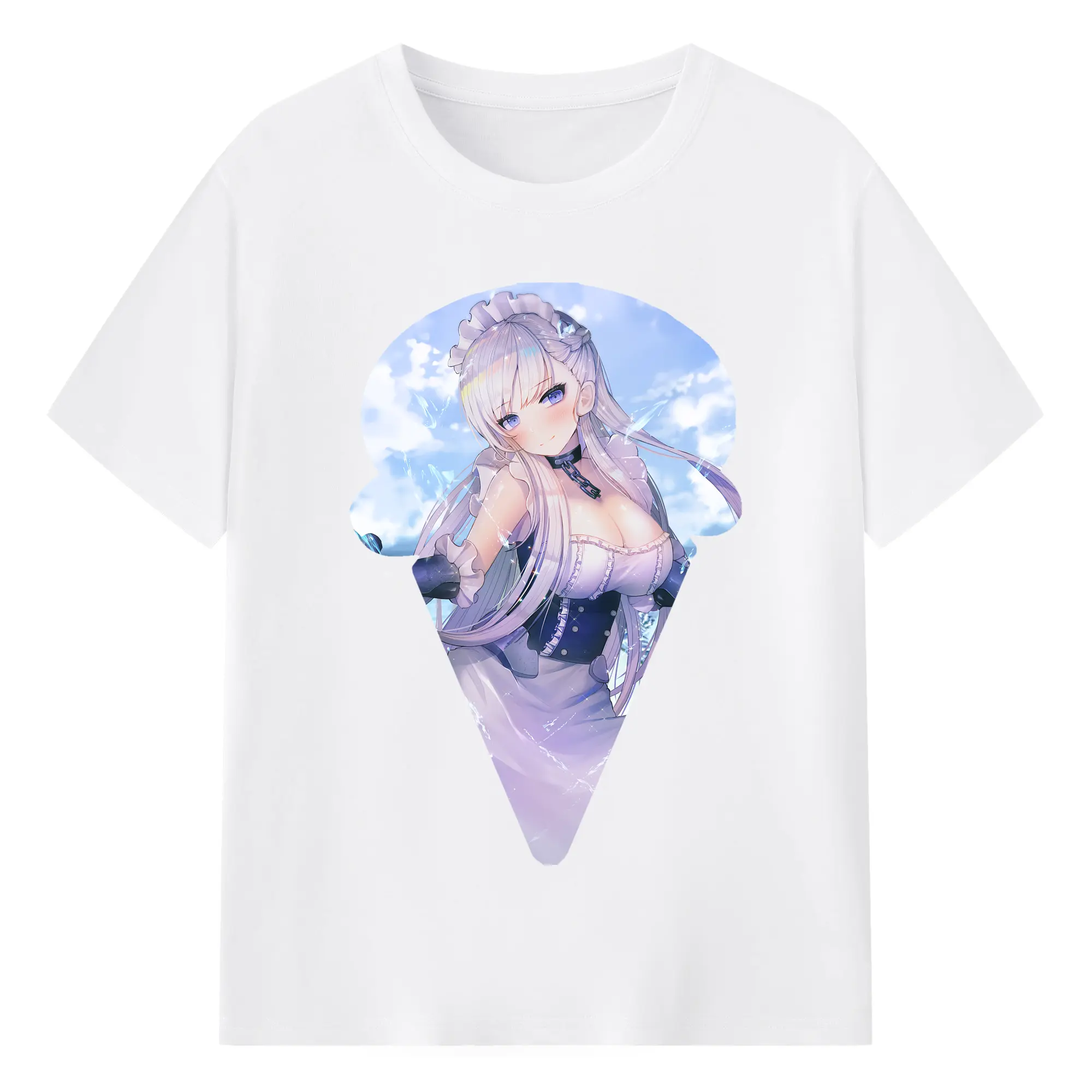 アズールレーン グッズ,ベルファスト - 綿100％ 半袖Tシャツ ・ フロントプリント ・ 快適 通気性 ・ 日常使い 散歩 スポーツ用