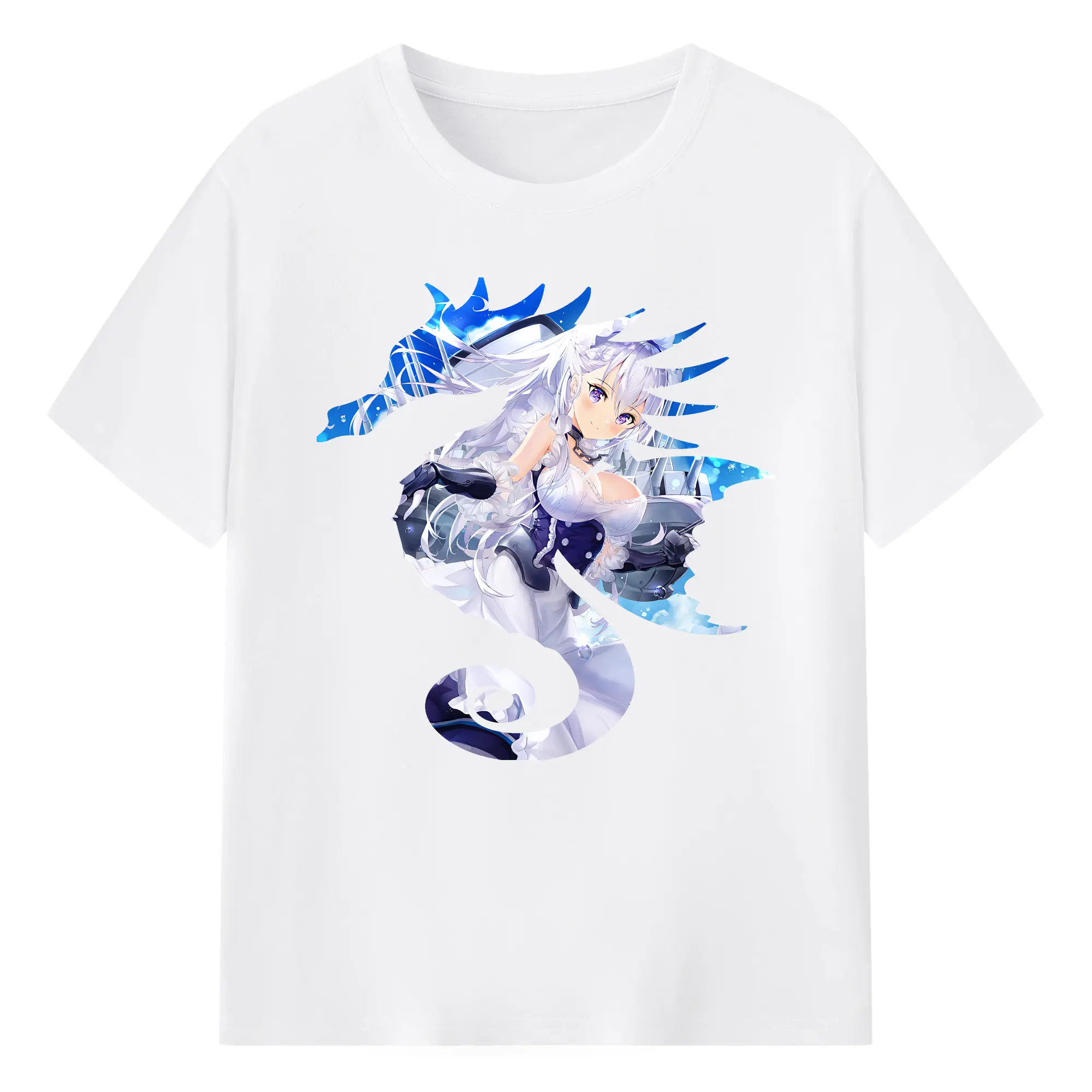 アズールレーン グッズ,ベルファスト - 綿100％ 半袖Tシャツ ・ フロントプリント ・ 快適 通気性 ・ 日常使い 散歩 スポーツ用