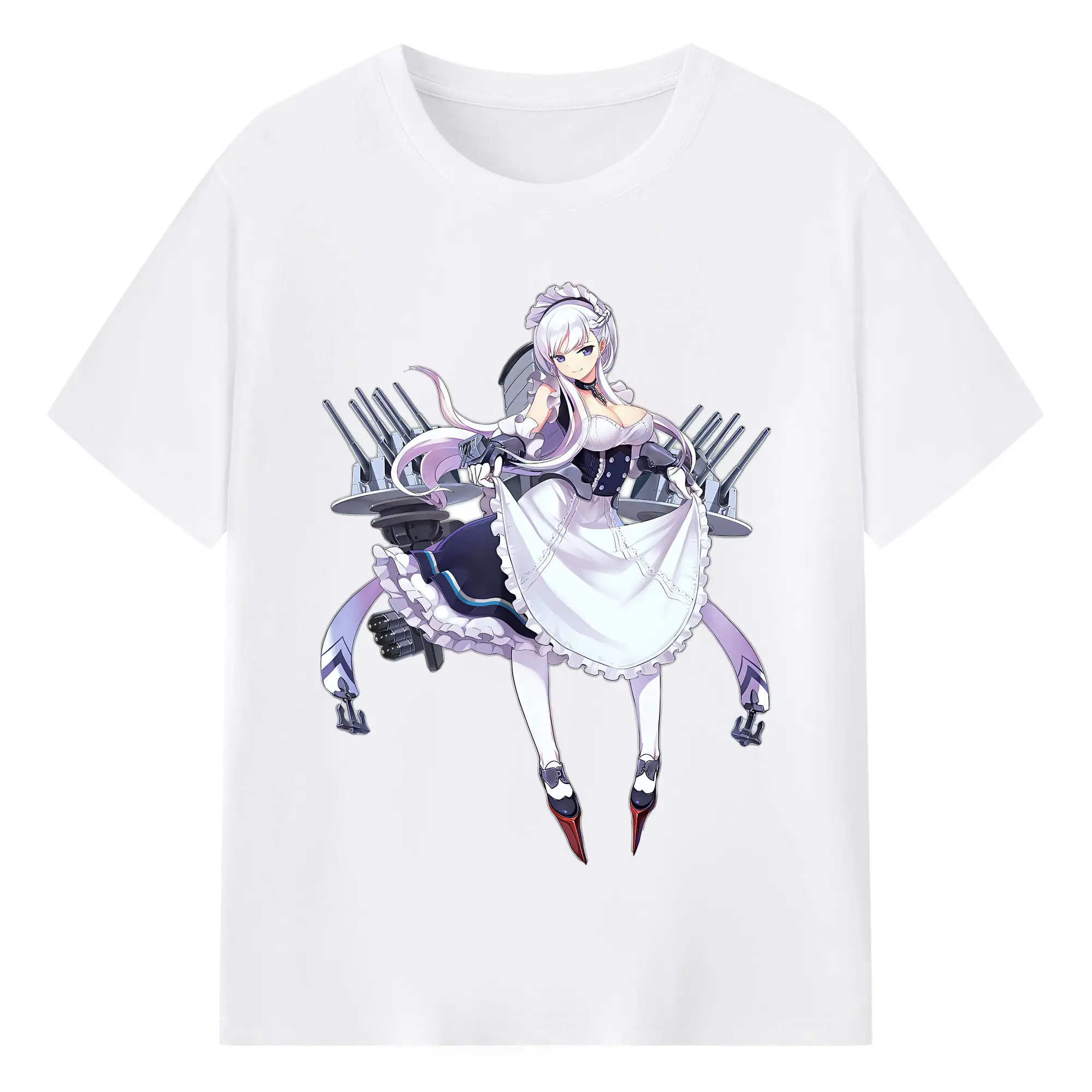 アズールレーン グッズ,ベルファスト - 綿100％ 半袖Tシャツ ・ フロントプリント ・ 快適 通気性 ・ 日常使い 散歩 スポーツ用