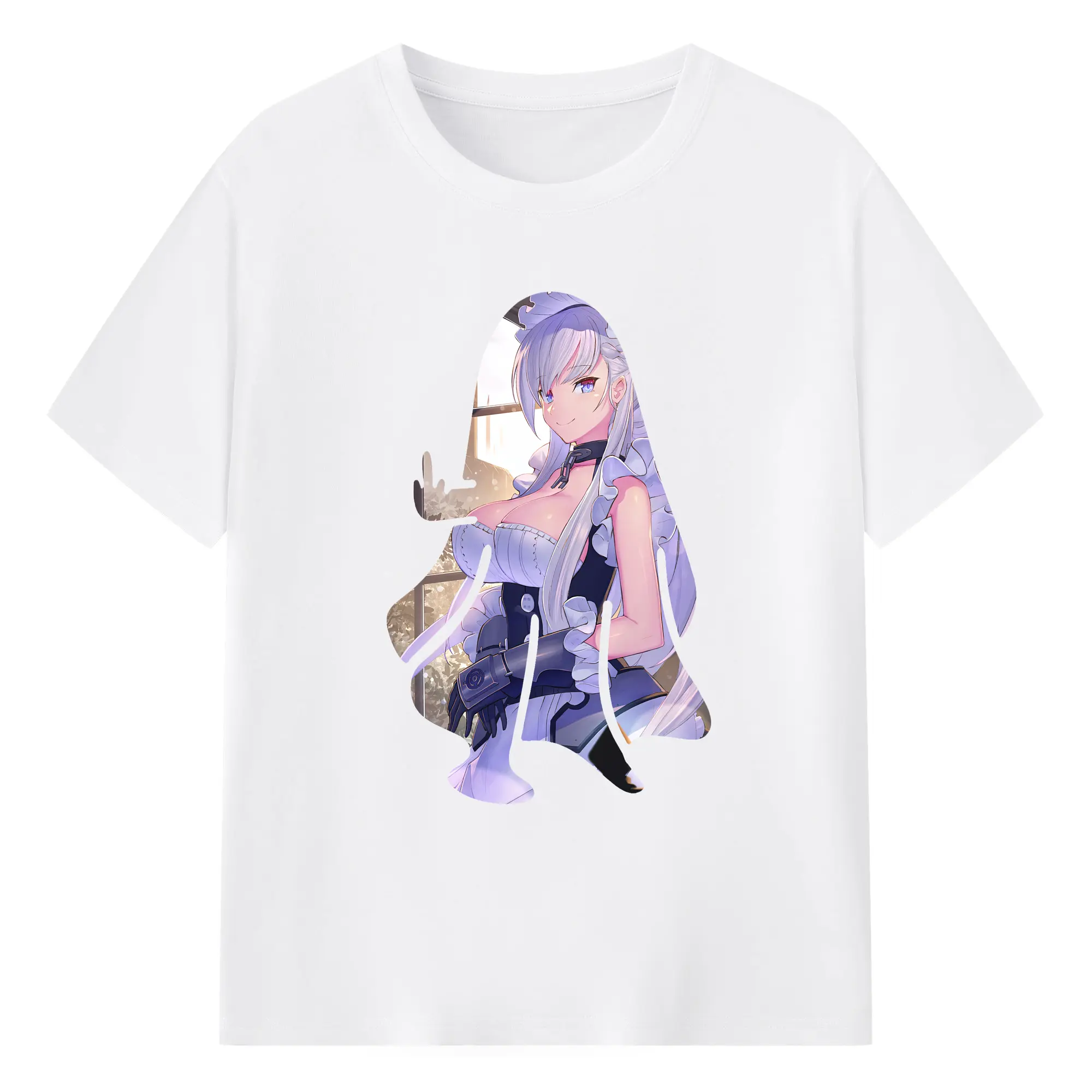 アズールレーン グッズ,ベルファスト - 綿100％ 半袖Tシャツ ・ フロントプリント ・ 快適 通気性 ・ 日常使い 散歩 スポーツ用