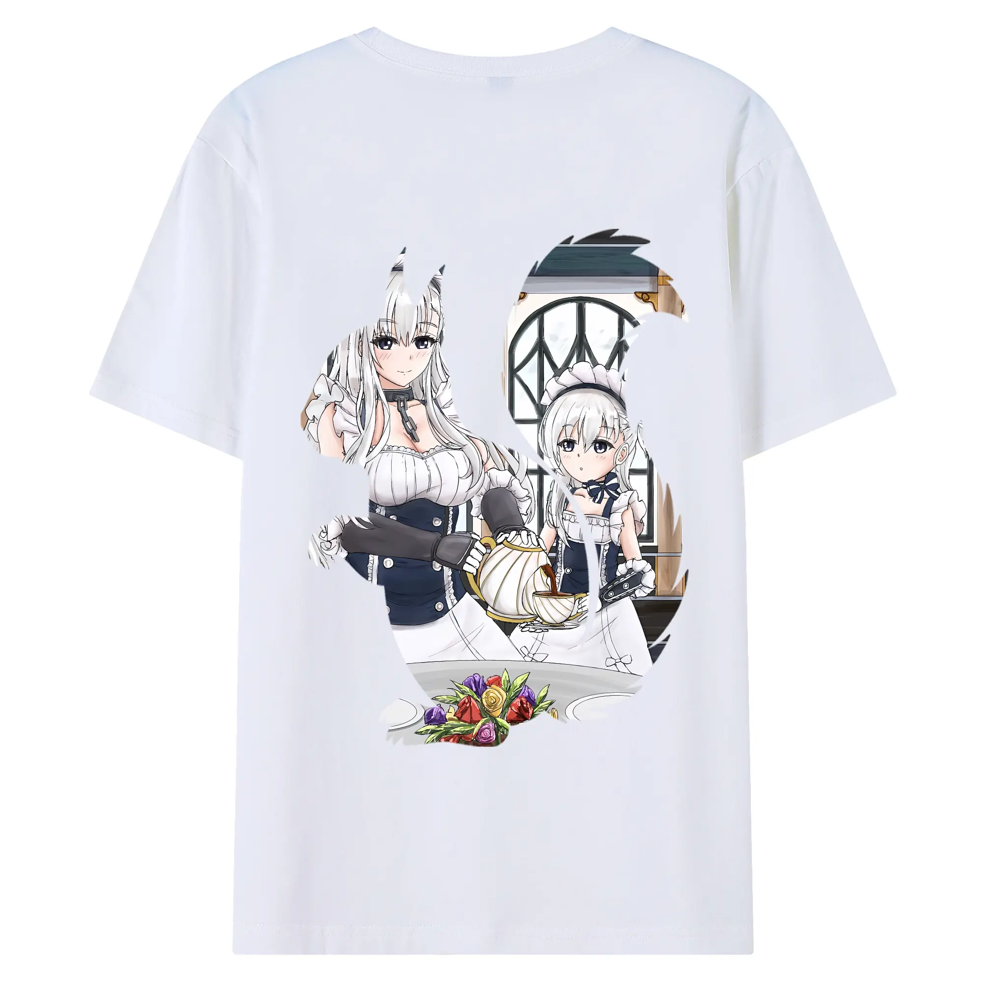 アズールレーン グッズ,ベルファスト - 綿100％ 半袖Tシャツ ・ バックプリント ・ 快適 通気性 ・ 日常使い 散歩 スポーツ用