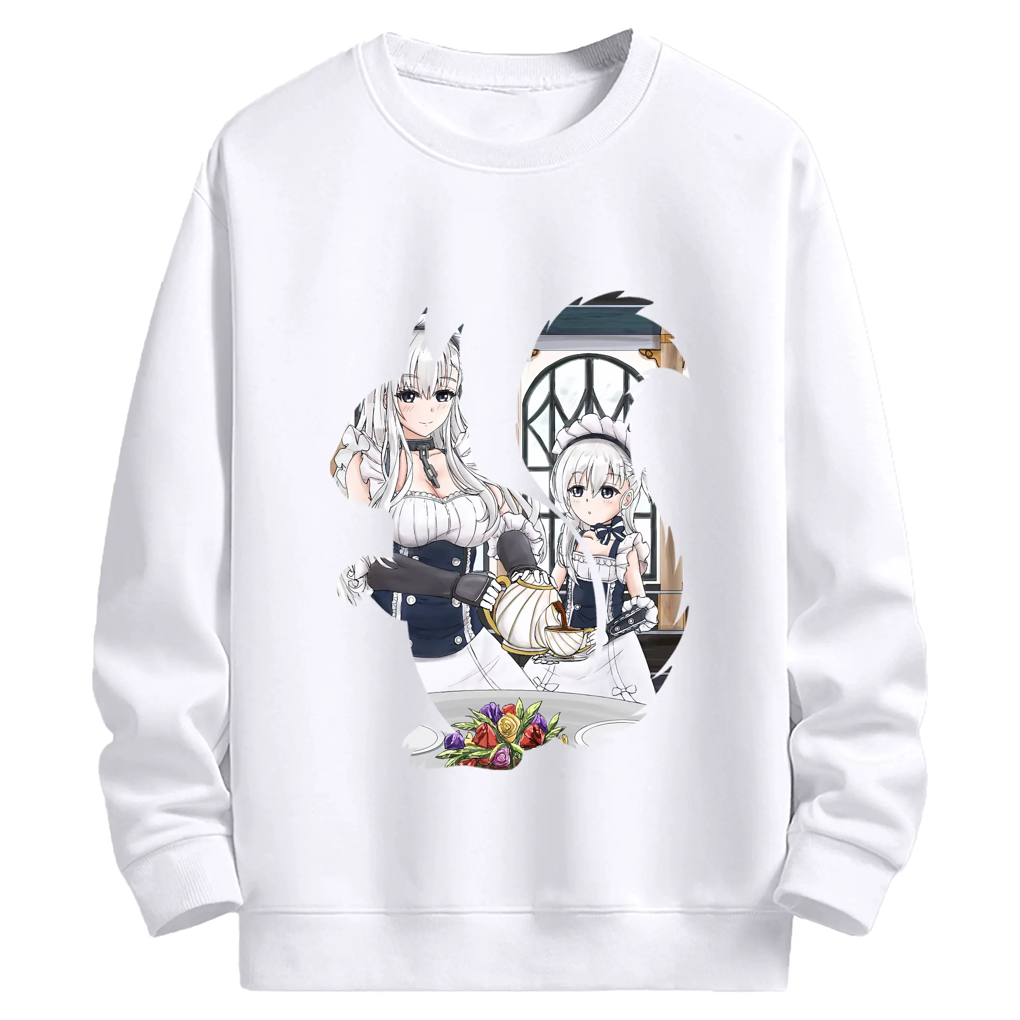 アズールレーン グッズ,ベルファスト - 高品質 クルーネック スウェット ・ コットン59％ ポリエステル41％ ・ ユニセックス 長袖 トレーナー ・ カジュアル デイリー スポーツ 散歩用