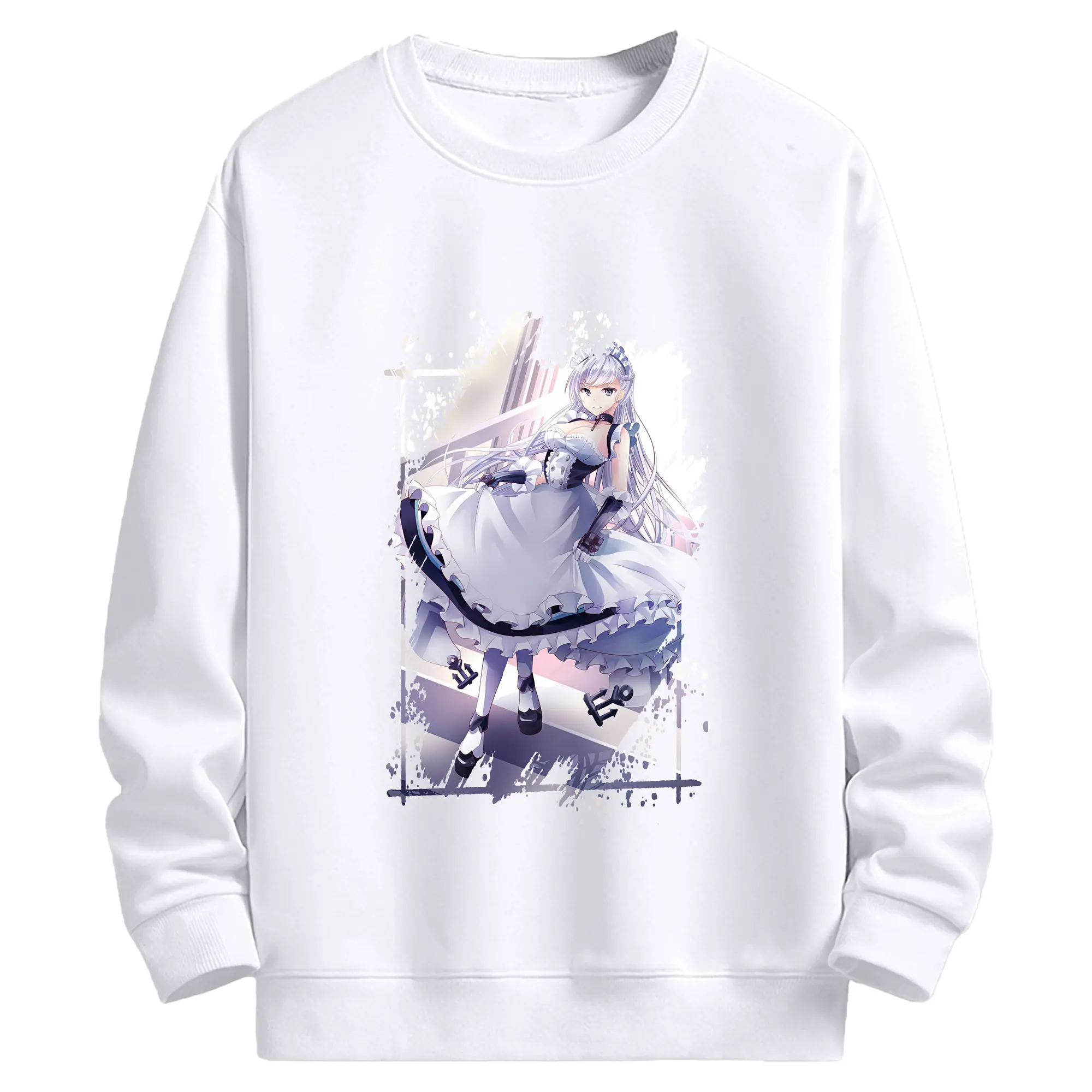 アズールレーン グッズ,ベルファスト - 高品質 クルーネック スウェット ・ コットン59％ ポリエステル41％ ・ ユニセックス 長袖 トレーナー ・ カジュアル デイリー スポーツ 散歩用