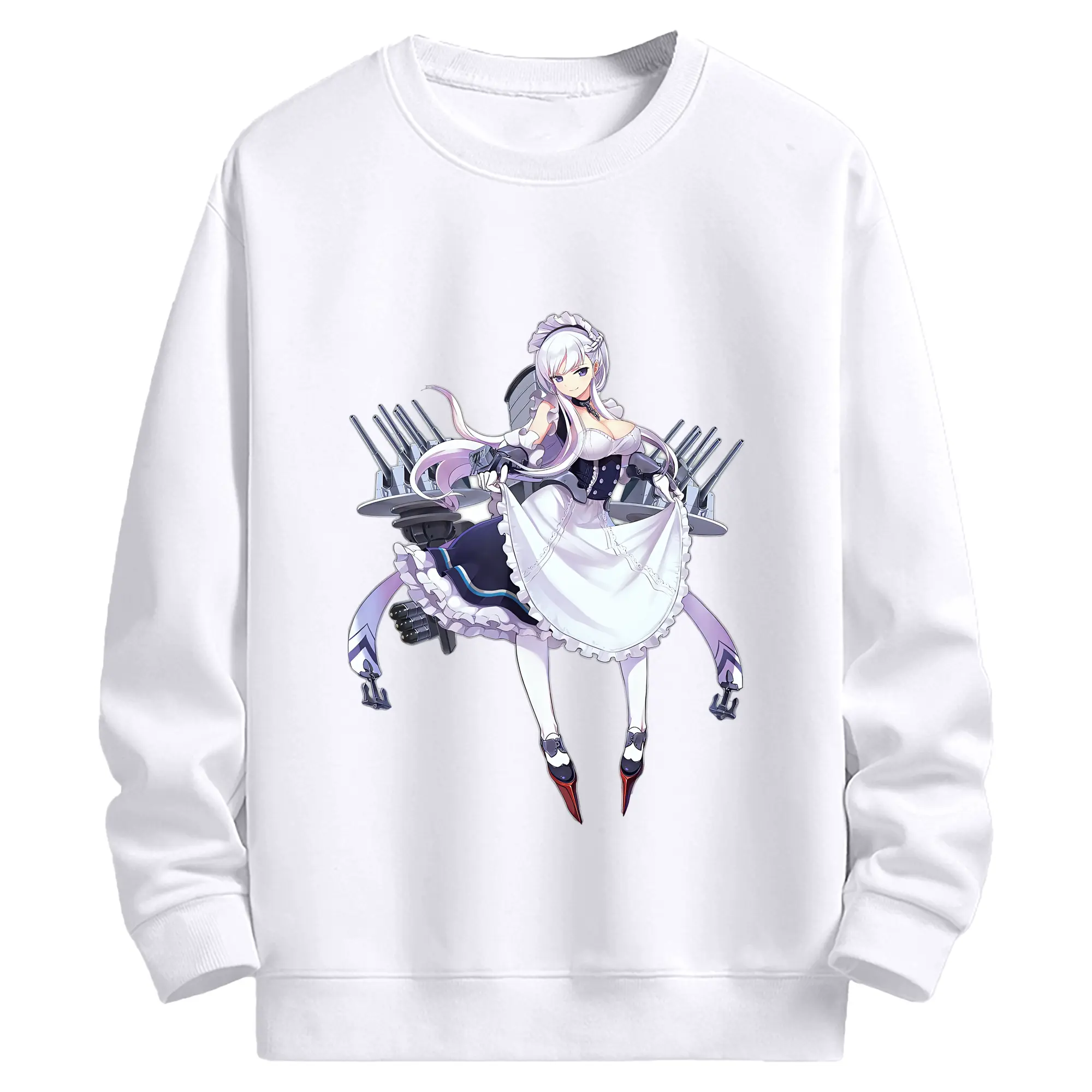 アズールレーン グッズ,ベルファスト - 高品質 クルーネック スウェット ・ コットン59％ ポリエステル41％ ・ ユニセックス 長袖 トレーナー ・ カジュアル デイリー スポーツ 散歩用