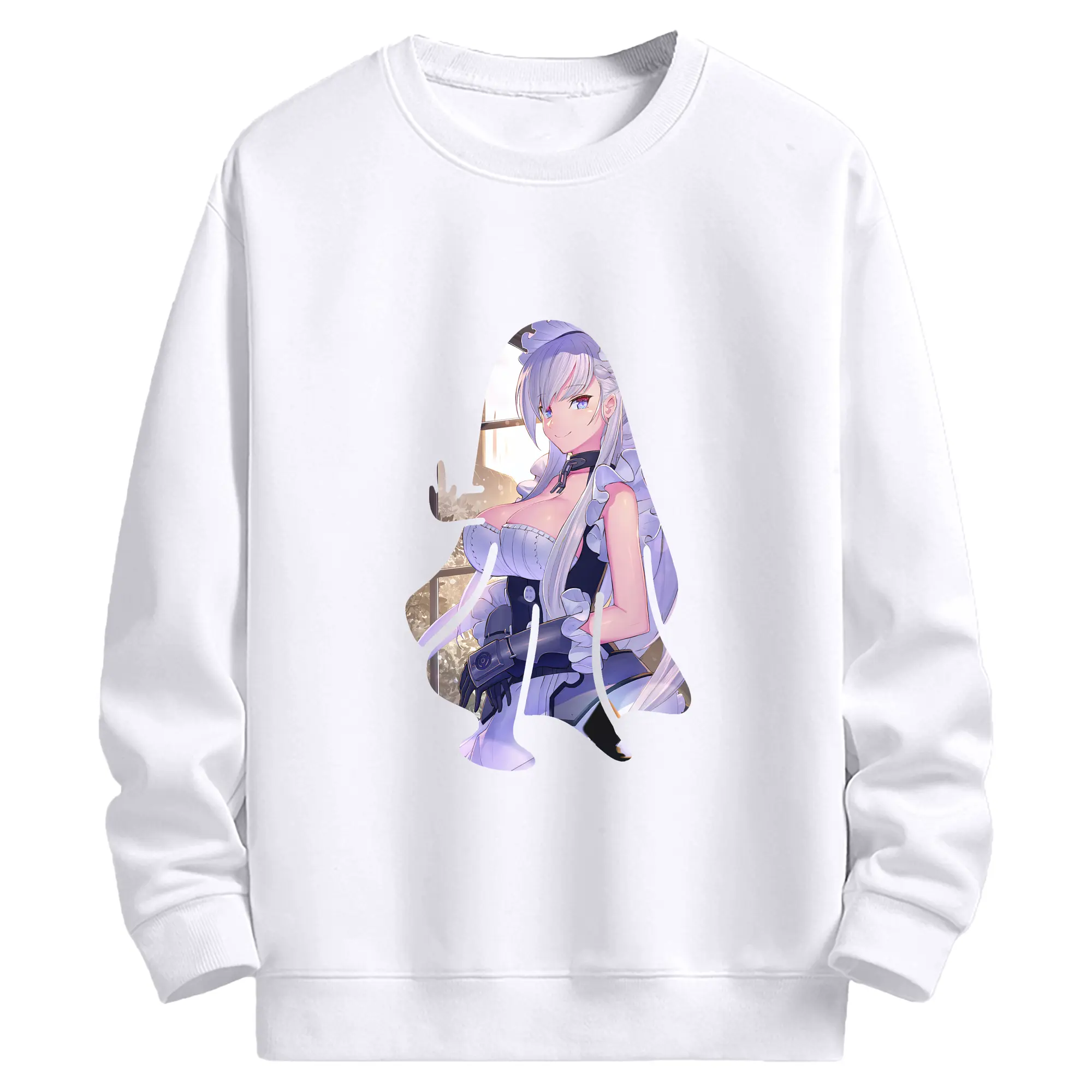 アズールレーン グッズ,ベルファスト - 高品質 クルーネック スウェット ・ コットン59％ ポリエステル41％ ・ ユニセックス 長袖 トレーナー ・ カジュアル デイリー スポーツ 散歩用