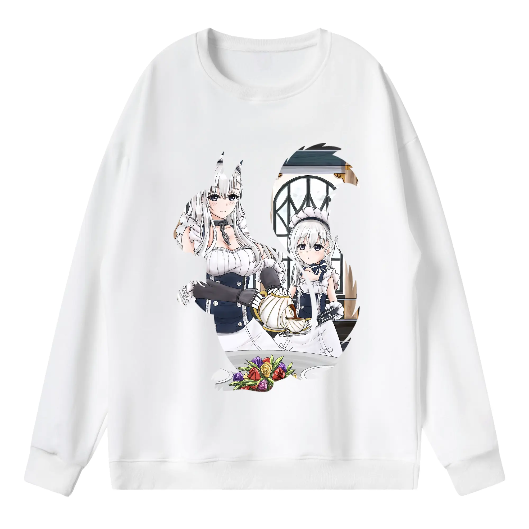 アズールレーン グッズ,ベルファスト - 薄手 クルーネック スウェット 裏毛260g · ポリエステル 春秋向け カジュアル 男女兼用 · トレーナー デイリー スポーツ 散歩に最適