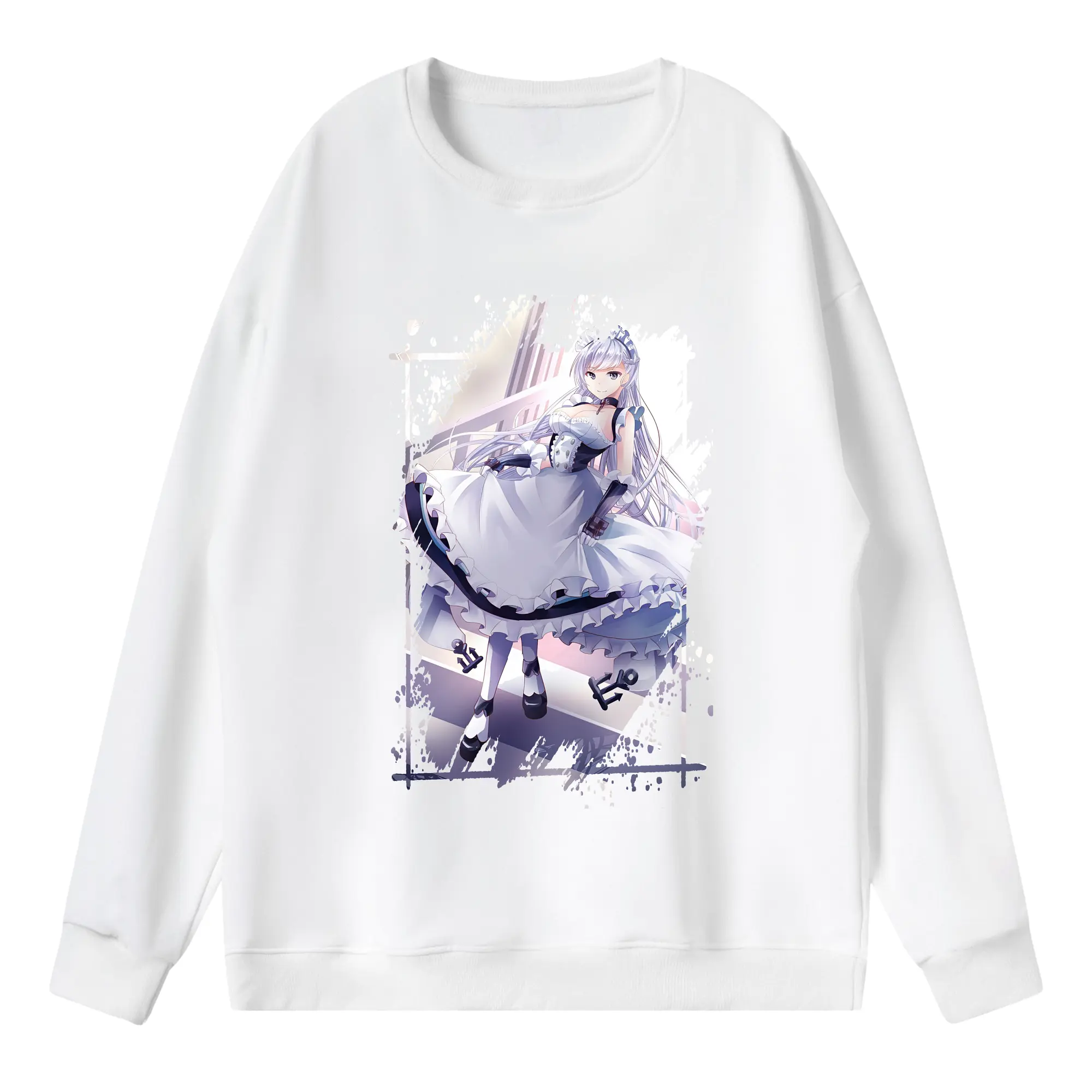 アズールレーン グッズ,ベルファスト - 薄手 クルーネック スウェット 裏毛260g · ポリエステル 春秋向け カジュアル 男女兼用 · トレーナー デイリー スポーツ 散歩に最適