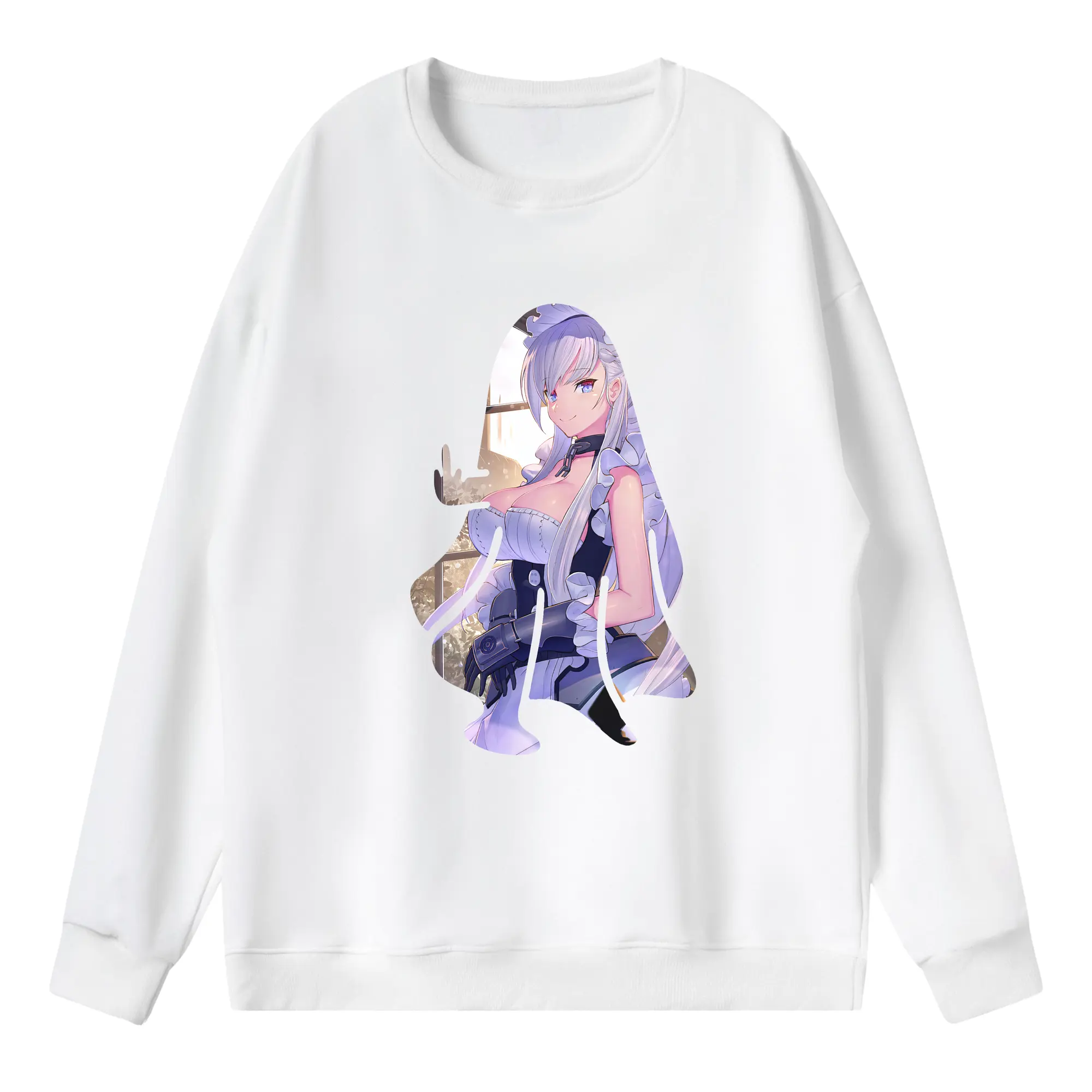 アズールレーン グッズ,ベルファスト - 薄手 クルーネック スウェット 裏毛260g · ポリエステル 春秋向け カジュアル 男女兼用 · トレーナー デイリー スポーツ 散歩に最適