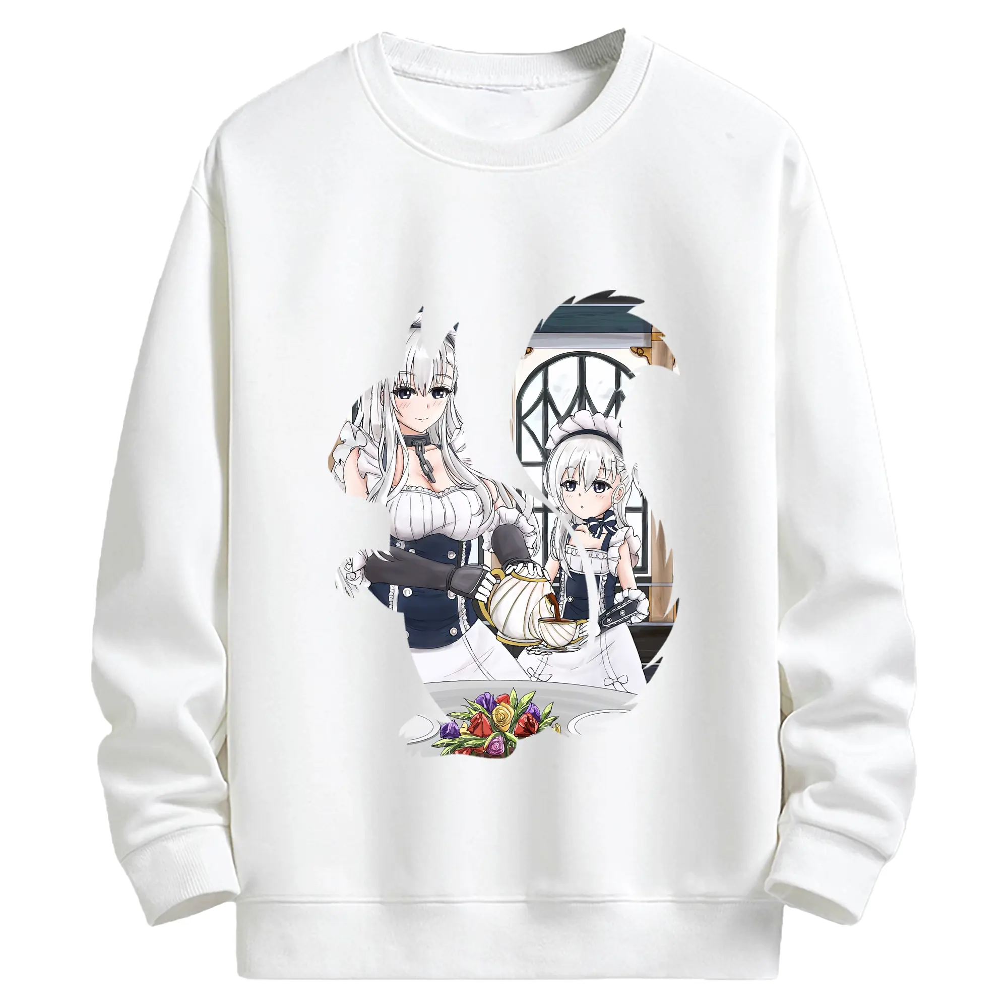 アズールレーン グッズ,ベルファスト - キッズ クルーネックスウェットシャツ ・ フロントプリント ・ 綿80％ ポリエステル20％ ・ 快適 通学 スポーツ 日常使い お散歩用