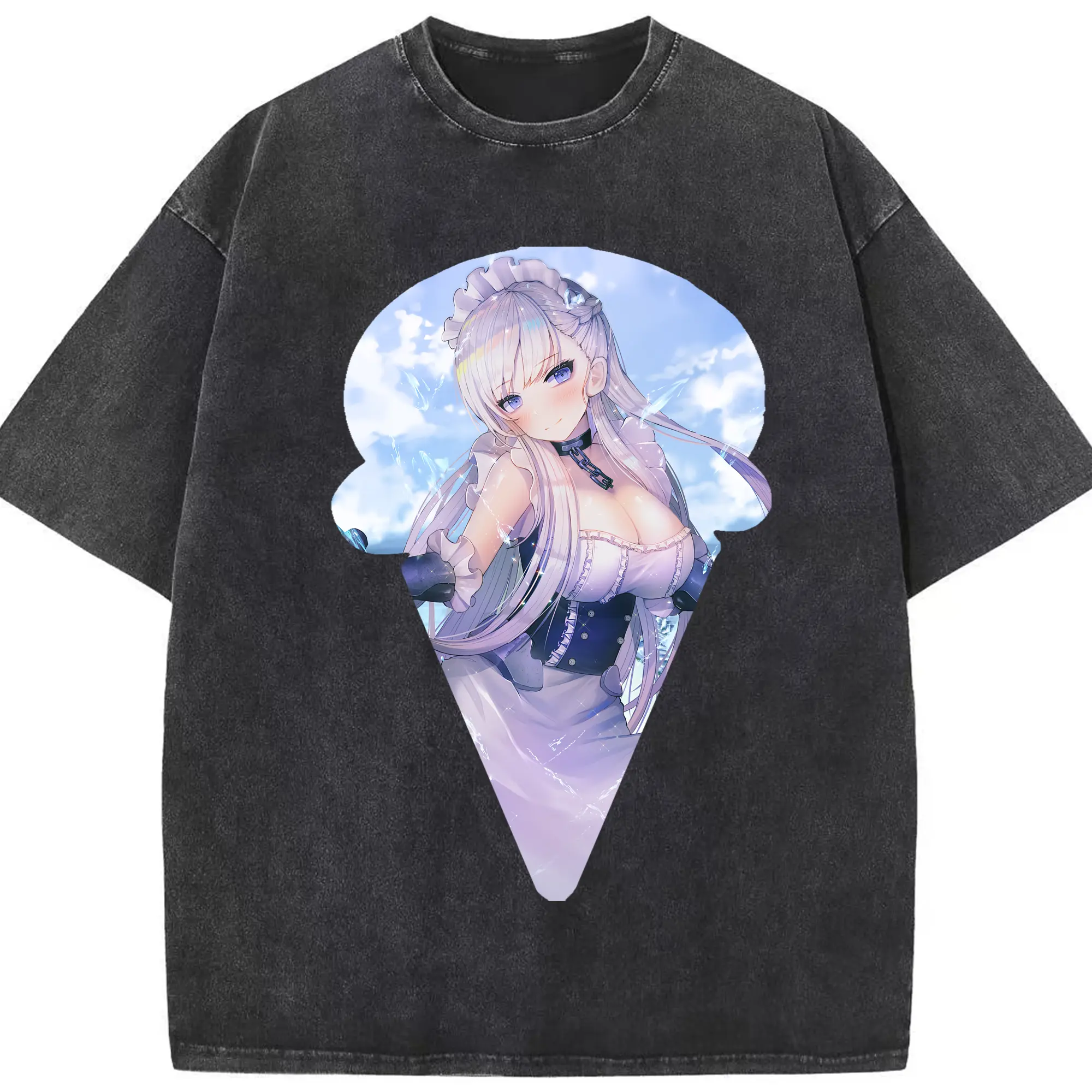 アズールレーン グッズ,ベルファスト - 綿100％ ヴィンテージ風 半袖Tシャツ ・ フロントプリント ・ 柔らか肌触り ・ 通気性 快適 ・ スポーツ カジュアル 外出用