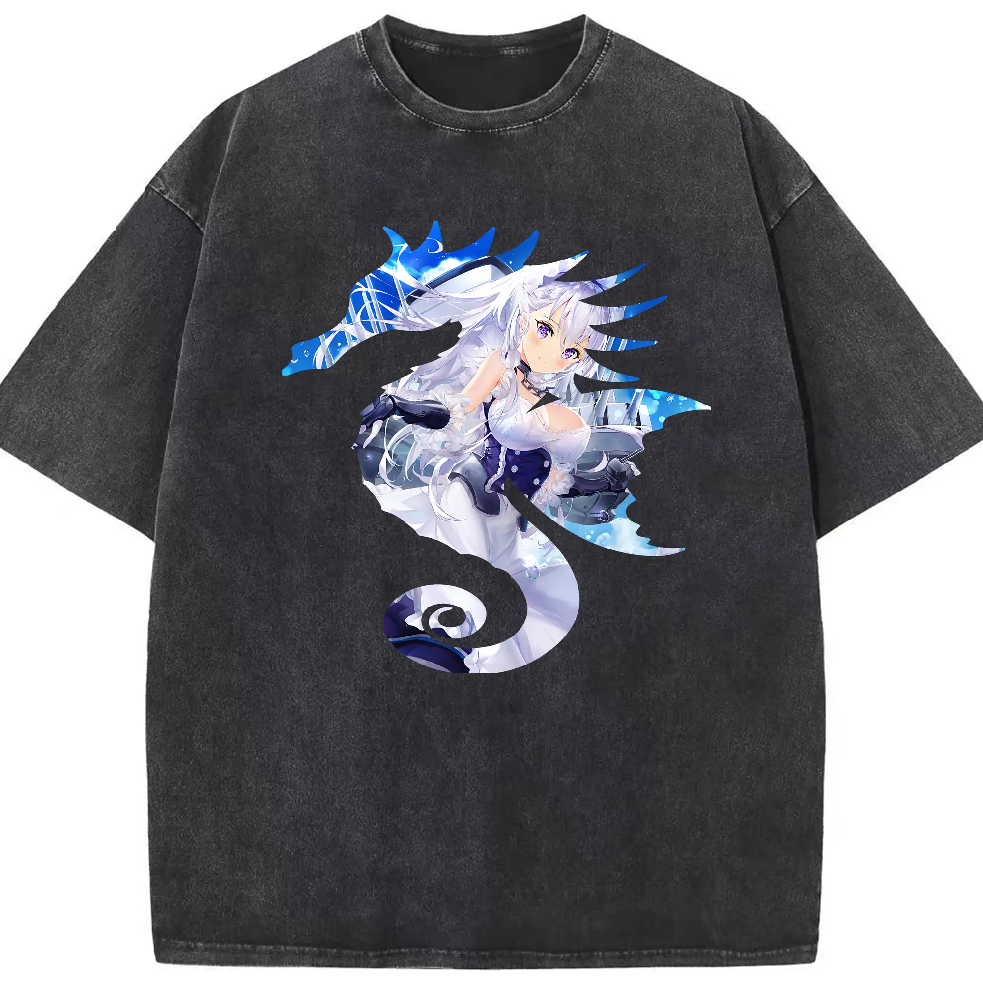 アズールレーン グッズ,ベルファスト - 綿100％ ヴィンテージ風 半袖Tシャツ ・ フロントプリント ・ 柔らか肌触り ・ 通気性 快適 ・ スポーツ カジュアル 外出用