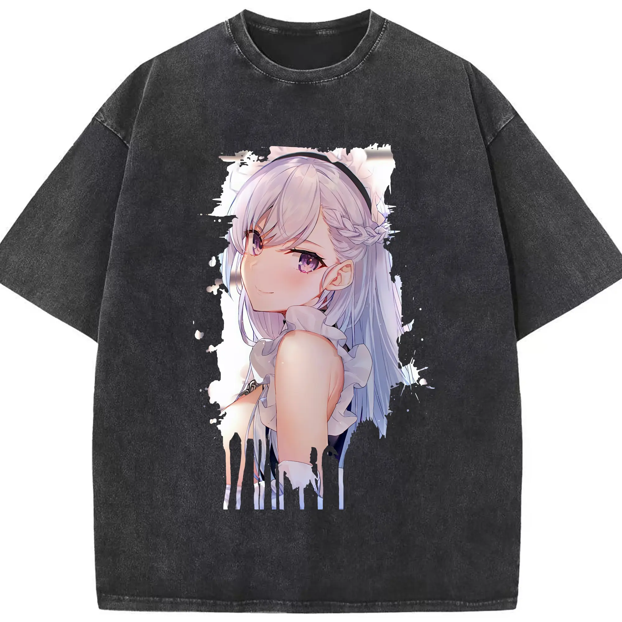 アズールレーン グッズ,ベルファスト - 綿100％ ヴィンテージ風 半袖Tシャツ ・ フロントプリント ・ 柔らか肌触り ・ 通気性 快適 ・ スポーツ カジュアル 外出用