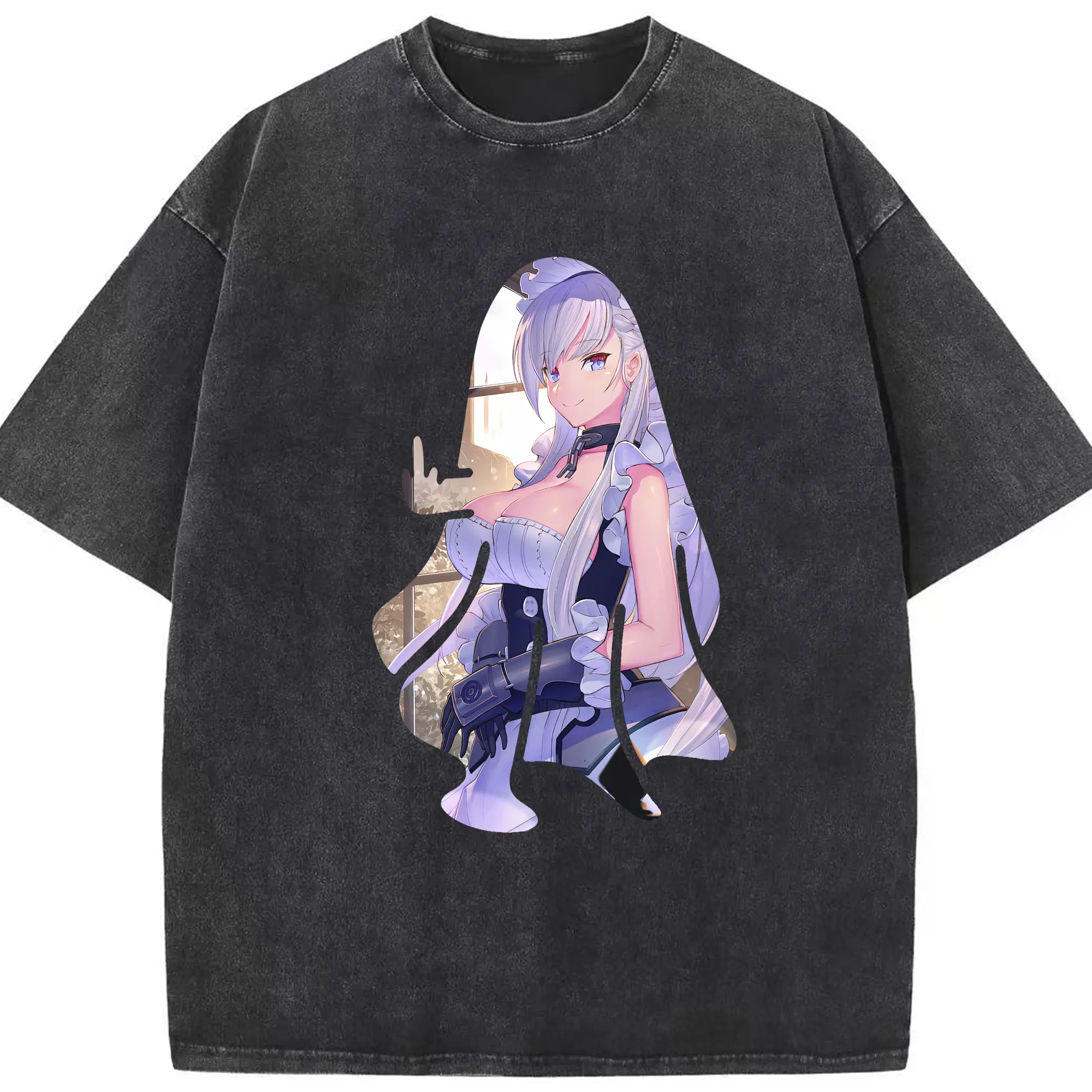 アズールレーン グッズ,ベルファスト - 綿100％ ヴィンテージ風 半袖Tシャツ ・ フロントプリント ・ 柔らか肌触り ・ 通気性 快適 ・ スポーツ カジュアル 外出用