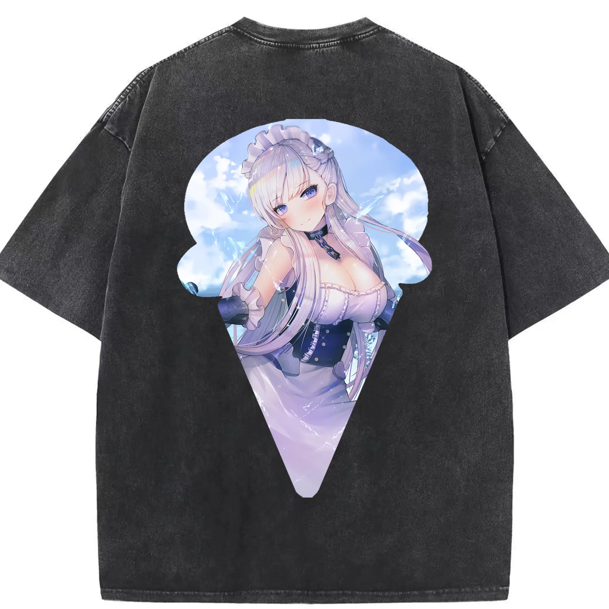 アズールレーン グッズ,ベルファスト - 綿100％ ヴィンテージ風 半袖Tシャツ ・ 背面プリント ・ 柔らか肌触り ・ 通気性 快適 ・ スポーツ カジュアル 外出用