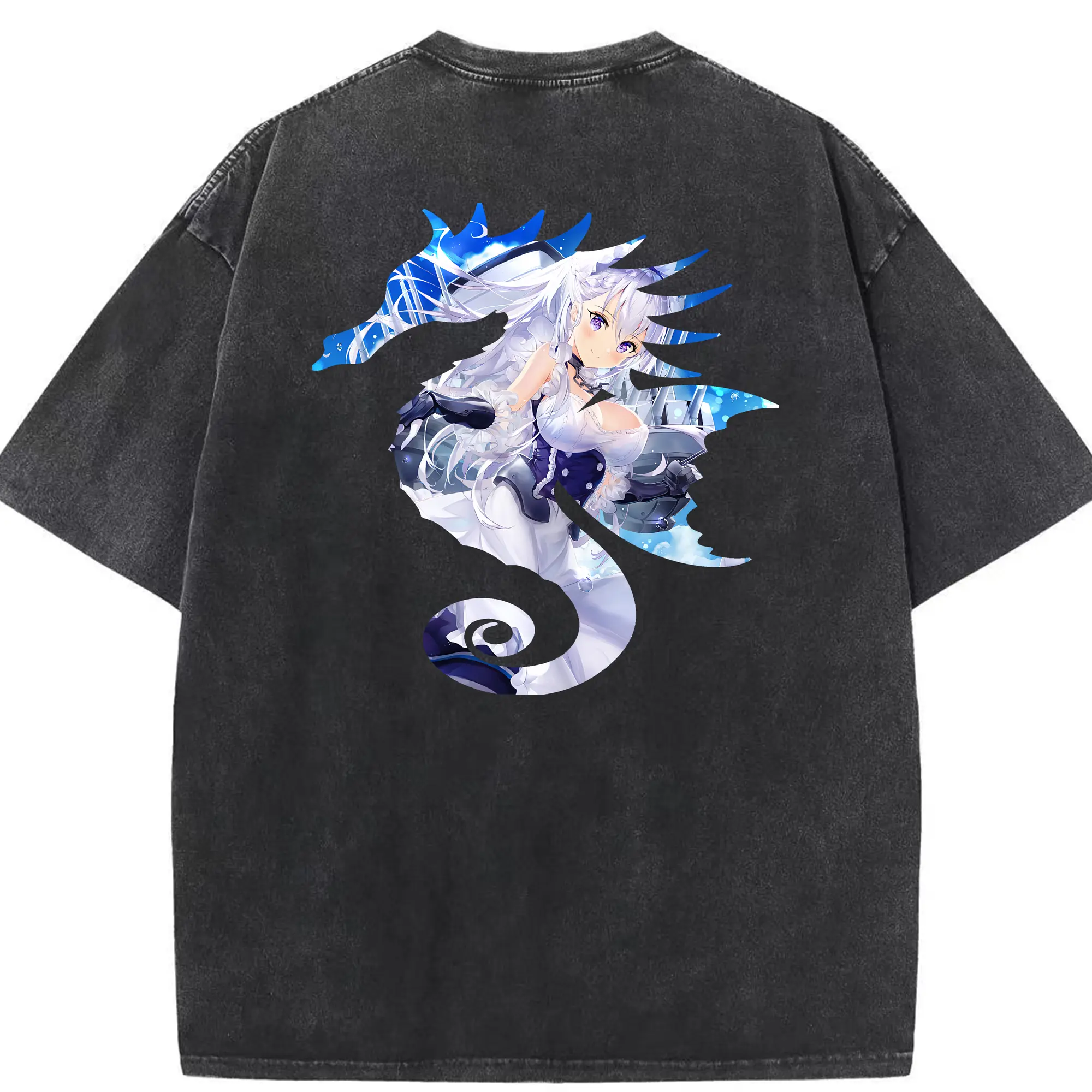 アズールレーン グッズ,ベルファスト - 綿100％ ヴィンテージ風 半袖Tシャツ ・ 背面プリント ・ 柔らか肌触り ・ 通気性 快適 ・ スポーツ カジュアル 外出用