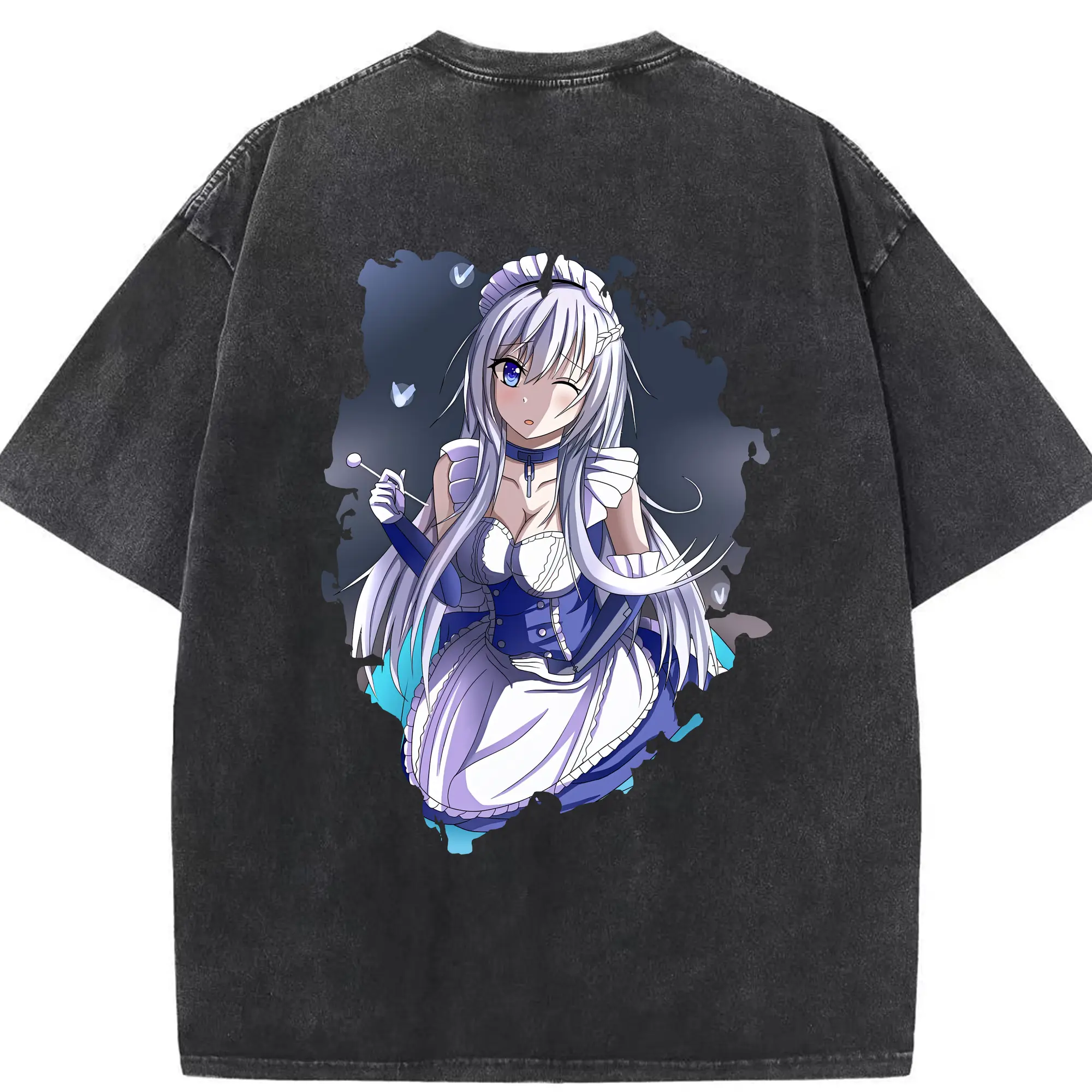 アズールレーン グッズ,ベルファスト - 綿100％ ヴィンテージ風 半袖Tシャツ ・ 背面プリント ・ 柔らか肌触り ・ 通気性 快適 ・ スポーツ カジュアル 外出用