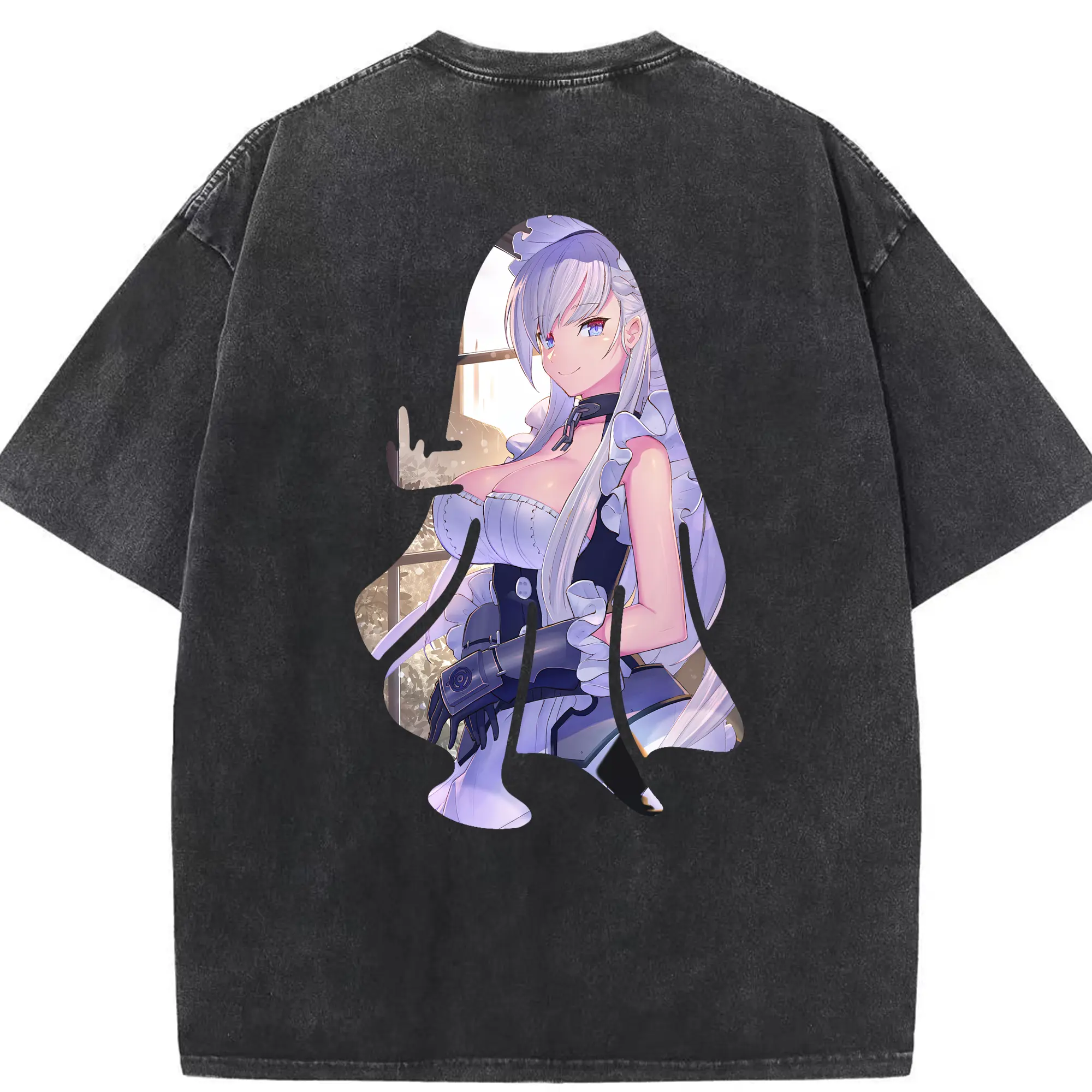 アズールレーン グッズ,ベルファスト - 綿100％ ヴィンテージ風 半袖Tシャツ ・ 背面プリント ・ 柔らか肌触り ・ 通気性 快適 ・ スポーツ カジュアル 外出用
