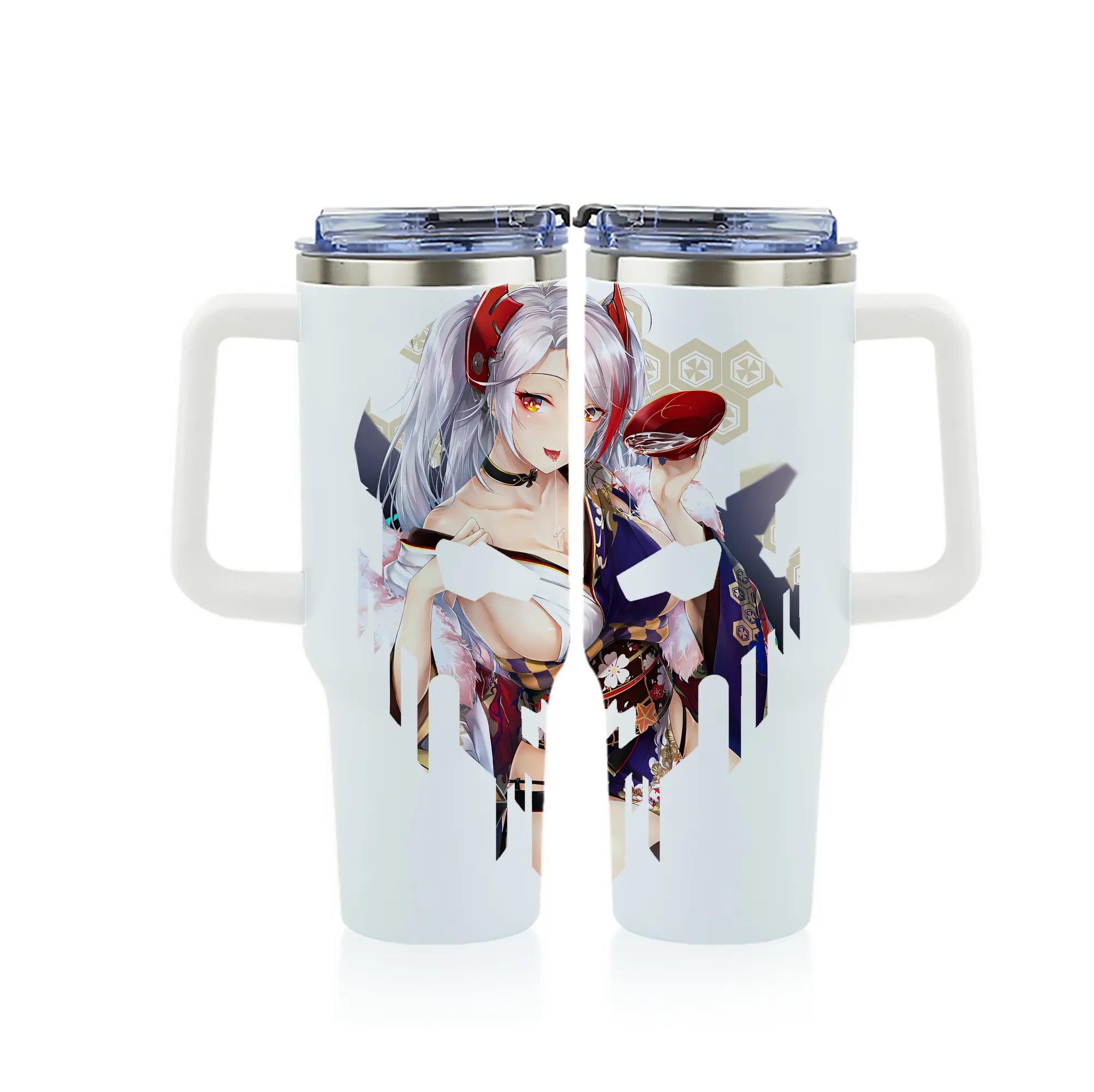 アズールレーン グッズ,プリンツ・オイゲン - 1200mL フルプリント車用タンブラー ・ 304ステンレス 内側 ・ 201ステンレス 外側 ・ 保温 保冷 ・ 通勤 ドライブ アウトドア用