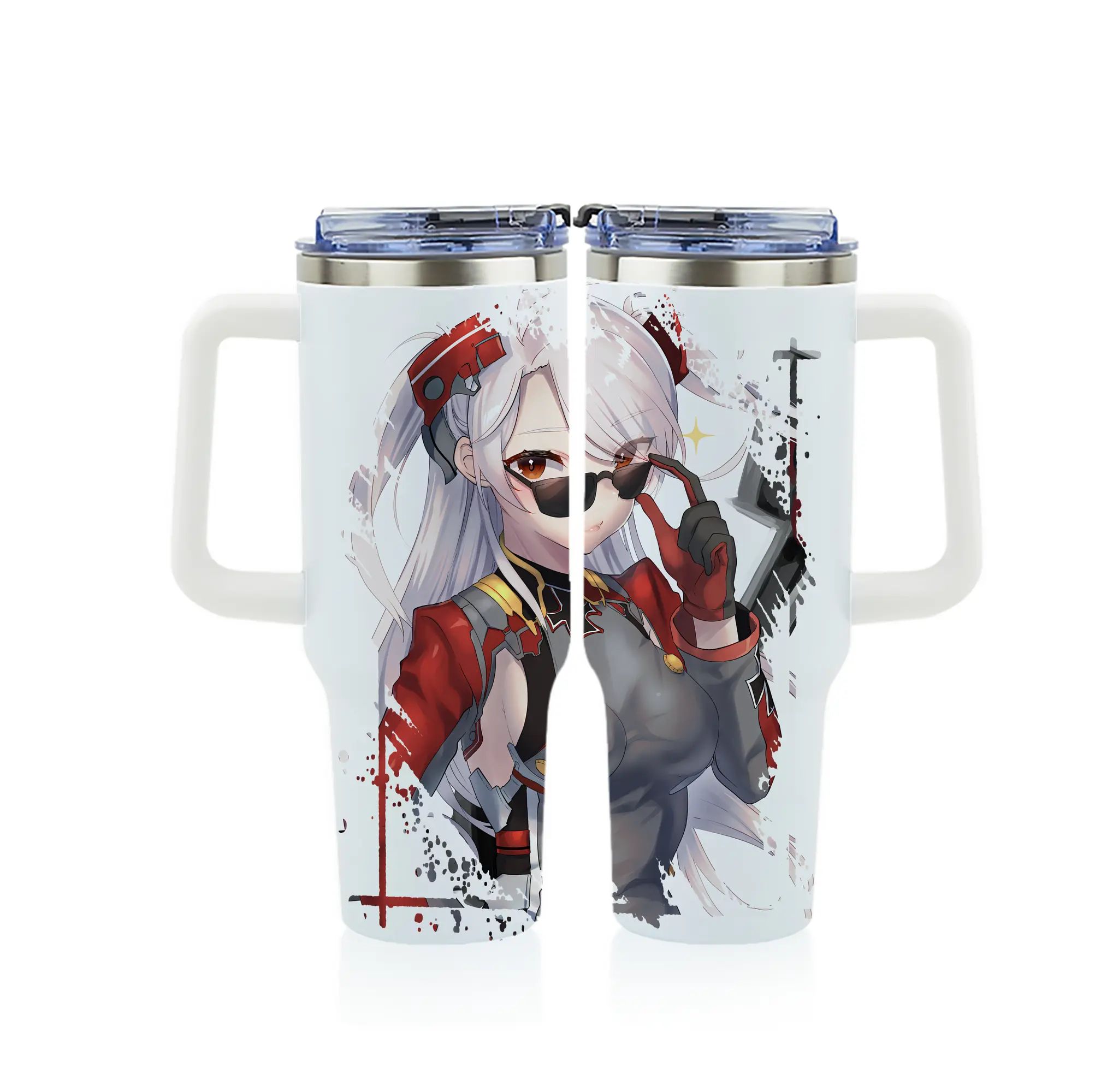 アズールレーン グッズ,プリンツ・オイゲン - 1200mL フルプリント車用タンブラー ・ 304ステンレス 内側 ・ 201ステンレス 外側 ・ 保温 保冷 ・ 通勤 ドライブ アウトドア用