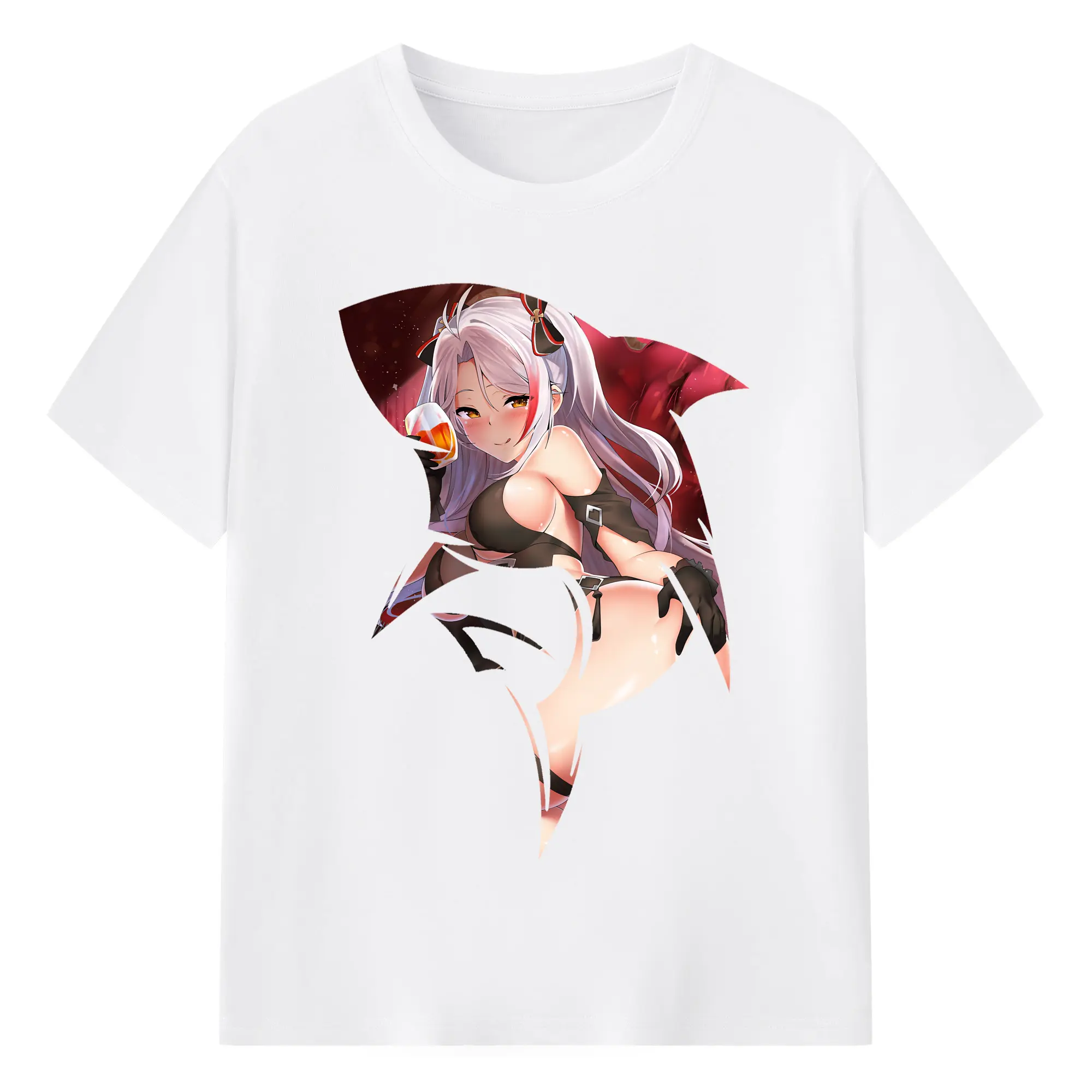アズールレーン グッズ,プリンツ・オイゲン - 綿100％ 半袖Tシャツ ・ フロントプリント ・ 快適 通気性 ・ 日常使い 散歩 スポーツ用