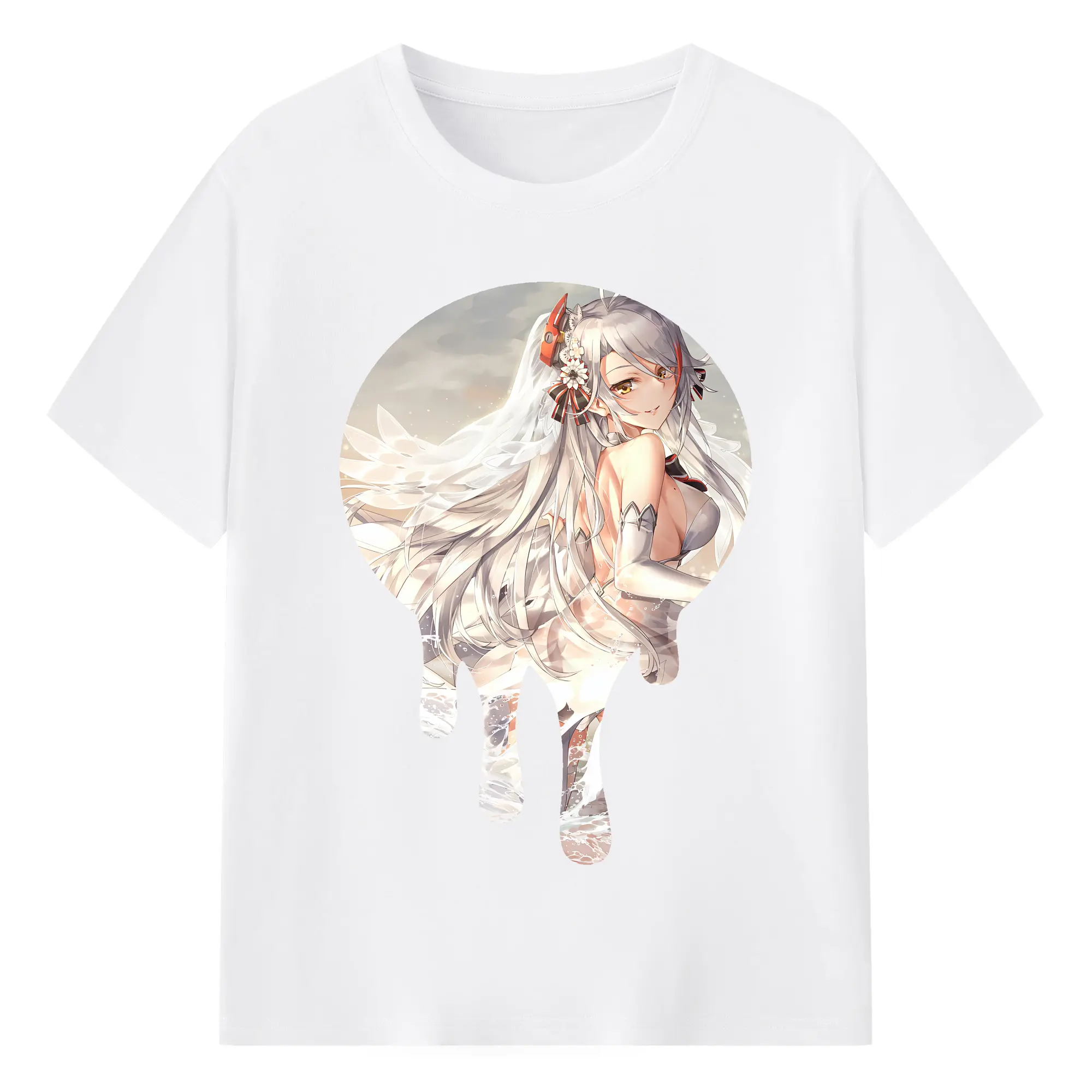 アズールレーン グッズ,プリンツ・オイゲン - 綿100％ 半袖Tシャツ ・ フロントプリント ・ 快適 通気性 ・ 日常使い 散歩 スポーツ用