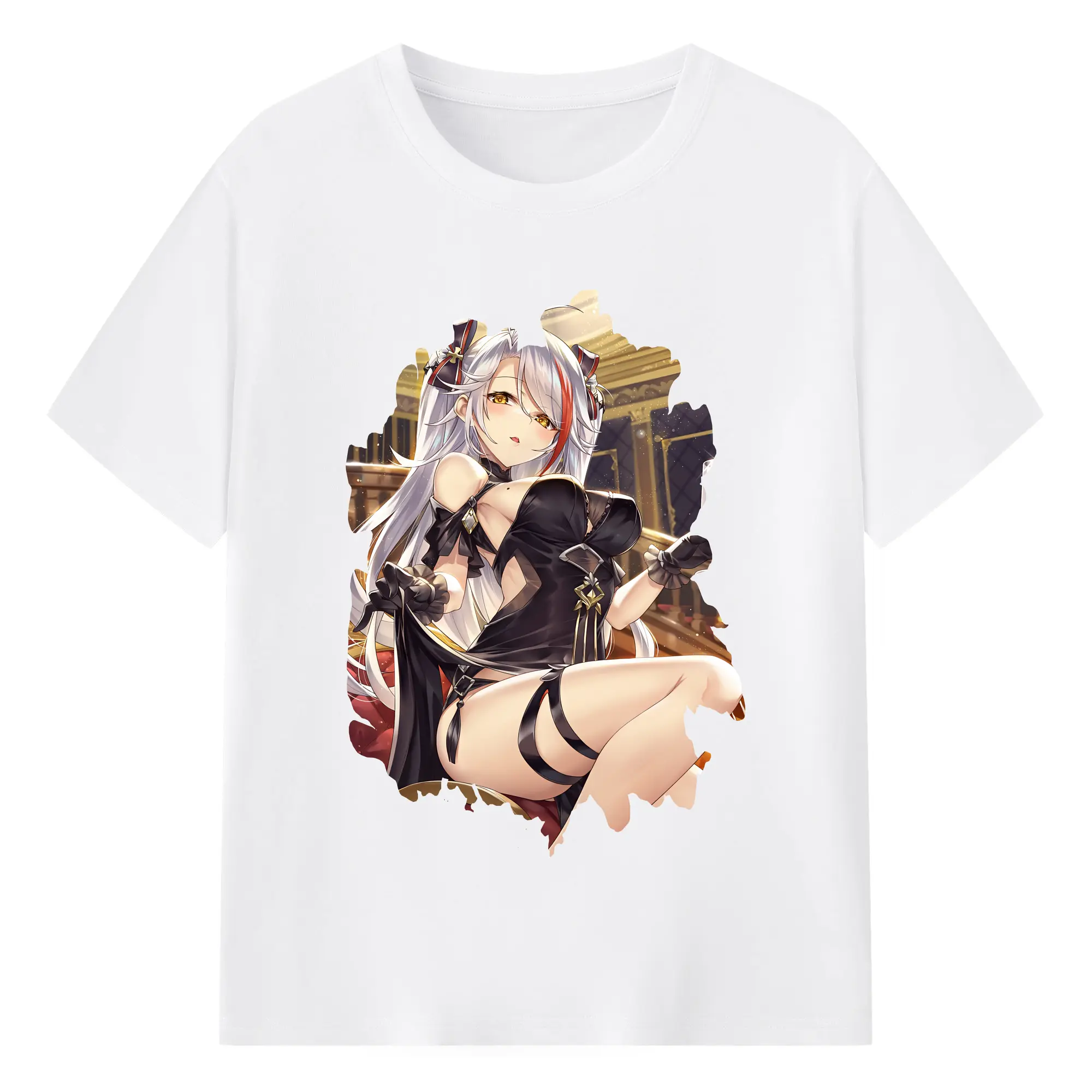 アズールレーン グッズ,プリンツ・オイゲン - 綿100％ 半袖Tシャツ ・ フロントプリント ・ 快適 通気性 ・ 日常使い 散歩 スポーツ用