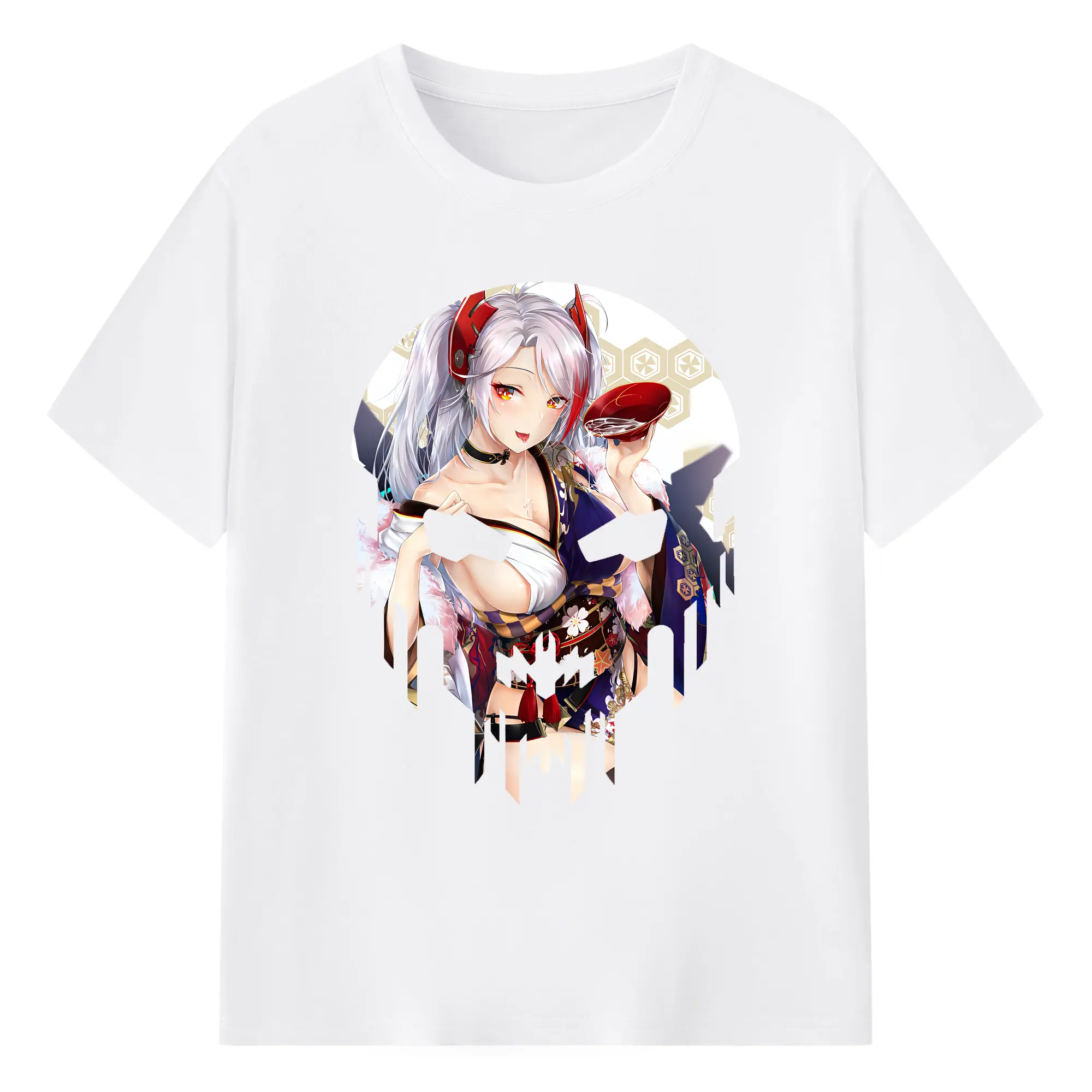 アズールレーン グッズ,プリンツ・オイゲン - 綿100％ 半袖Tシャツ ・ フロントプリント ・ 快適 通気性 ・ 日常使い 散歩 スポーツ用