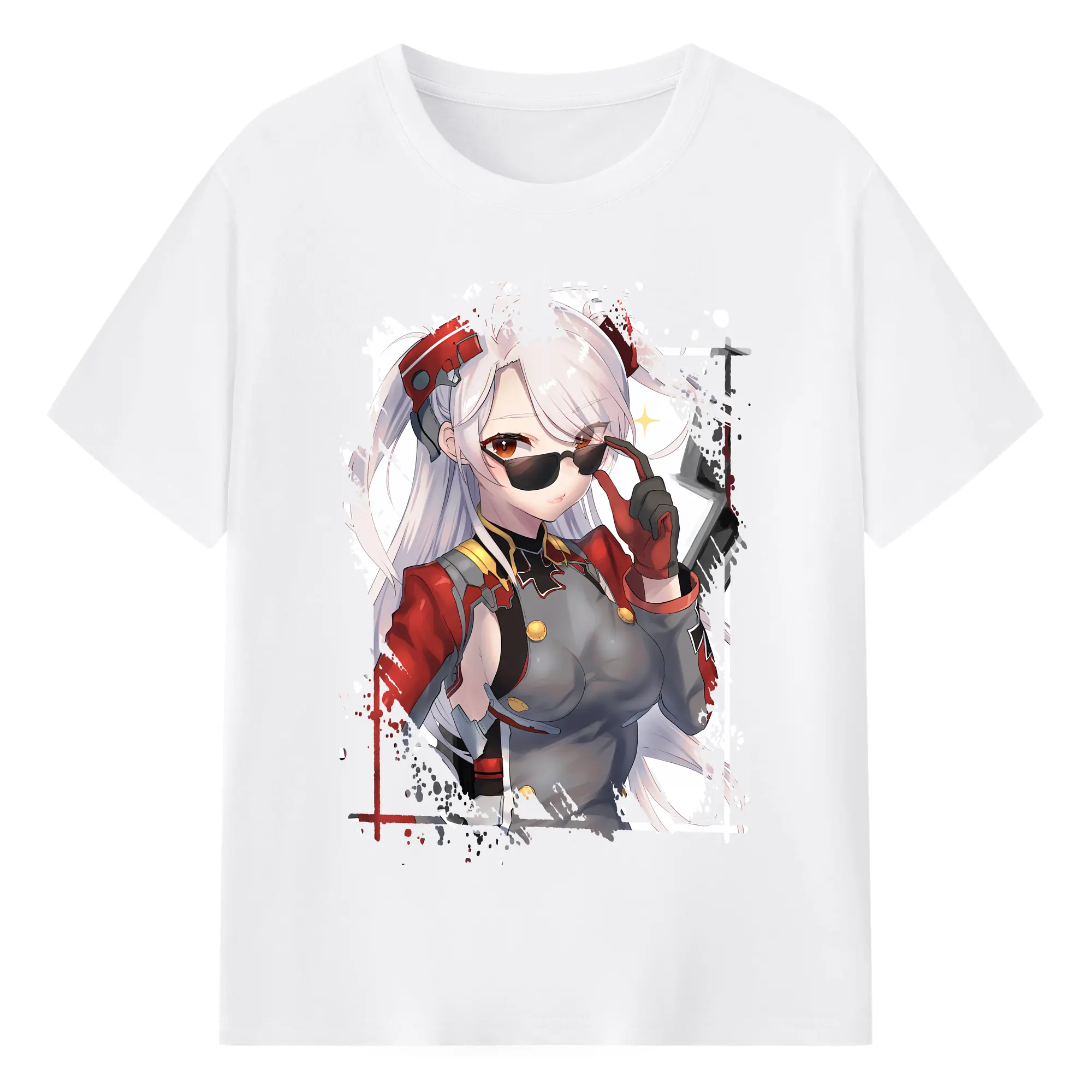 アズールレーン グッズ,プリンツ・オイゲン - 綿100％ 半袖Tシャツ ・ フロントプリント ・ 快適 通気性 ・ 日常使い 散歩 スポーツ用
