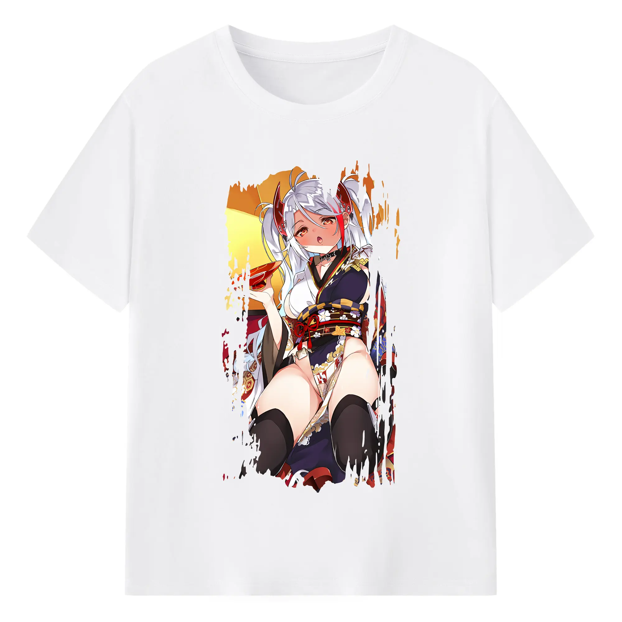 アズールレーン グッズ,プリンツ・オイゲン - 綿100％ 半袖Tシャツ ・ フロントプリント ・ 快適 通気性 ・ 日常使い 散歩 スポーツ用