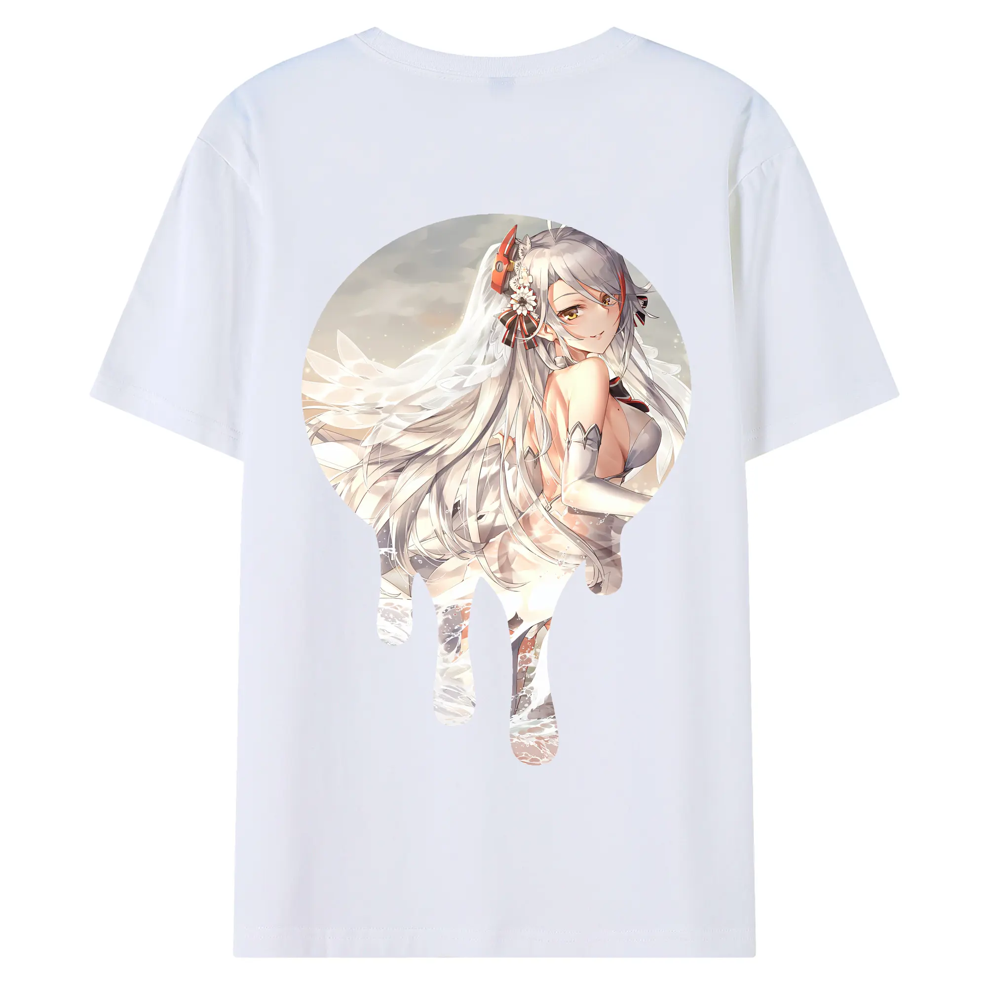 アズールレーン グッズ,プリンツ・オイゲン - 綿100％ 半袖Tシャツ ・ バックプリント ・ 快適 通気性 ・ 日常使い 散歩 スポーツ用