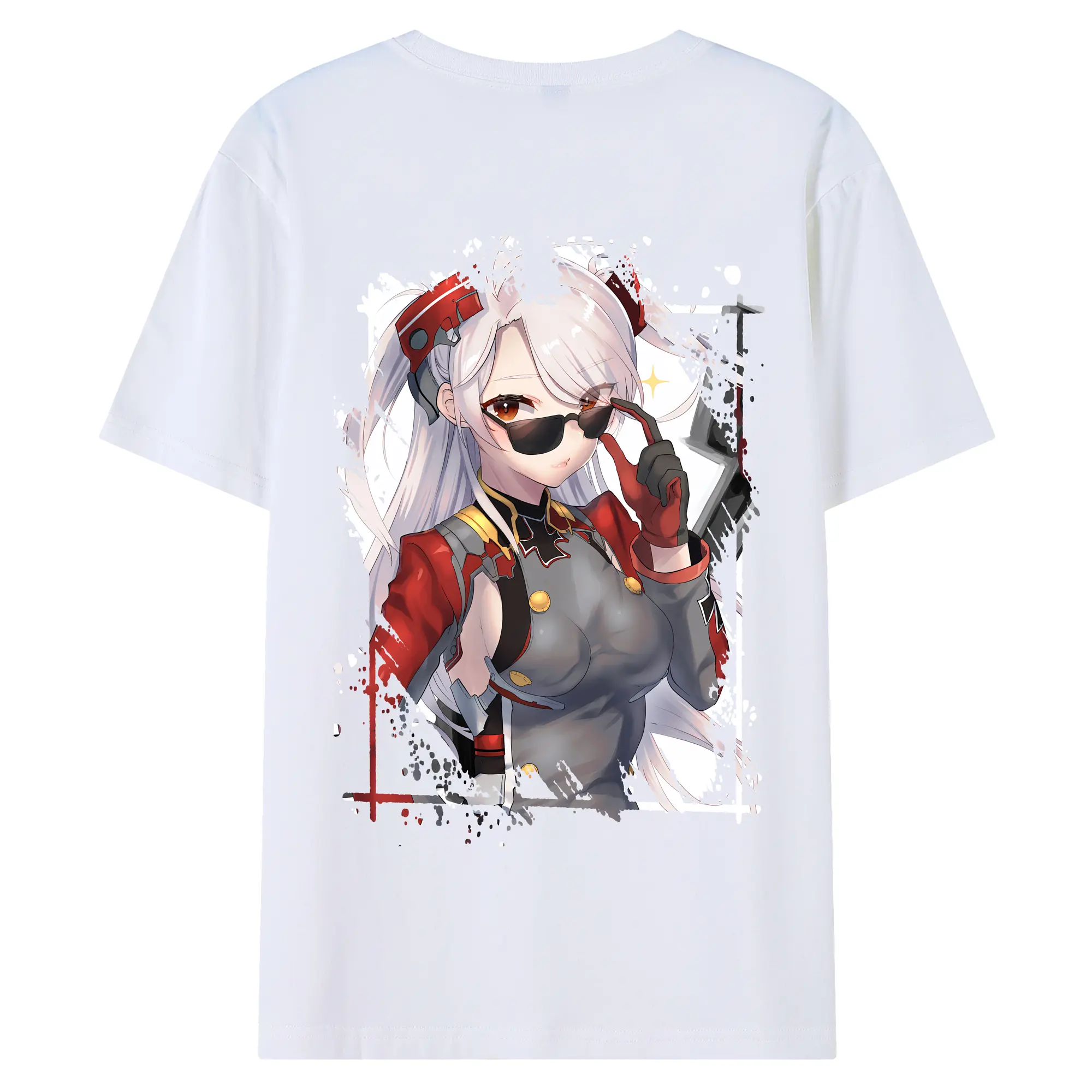 アズールレーン グッズ,プリンツ・オイゲン - 綿100％ 半袖Tシャツ ・ バックプリント ・ 快適 通気性 ・ 日常使い 散歩 スポーツ用