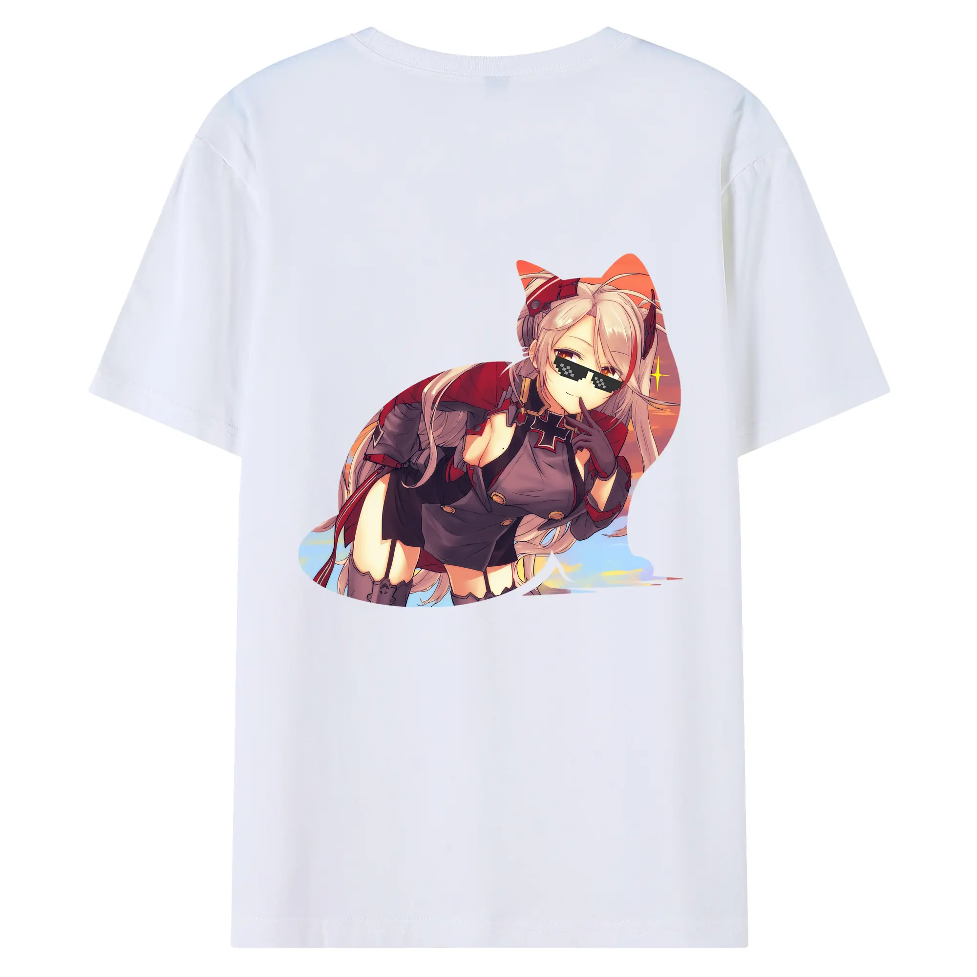 アズールレーン グッズ,プリンツ・オイゲン - 綿100％ 半袖Tシャツ ・ バックプリント ・ 快適 通気性 ・ 日常使い 散歩 スポーツ用