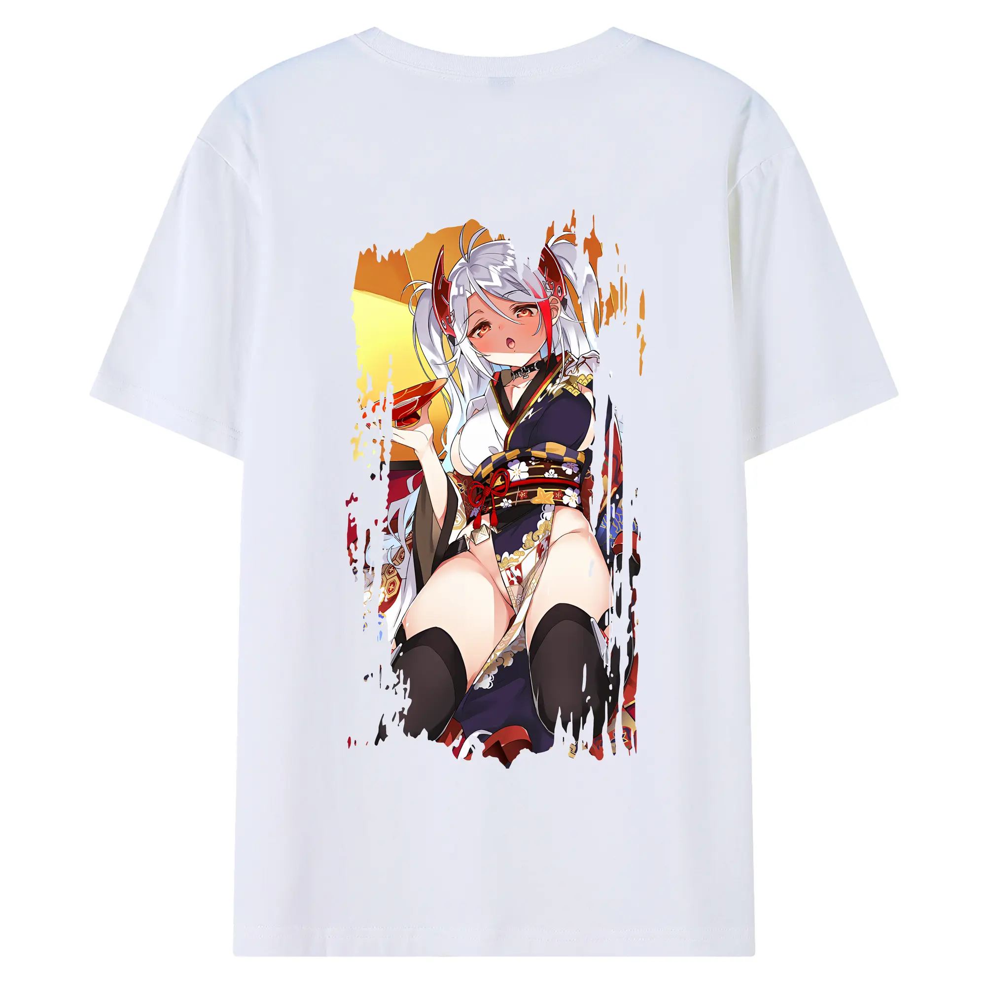 アズールレーン グッズ,プリンツ・オイゲン - 綿100％ 半袖Tシャツ ・ バックプリント ・ 快適 通気性 ・ 日常使い 散歩 スポーツ用