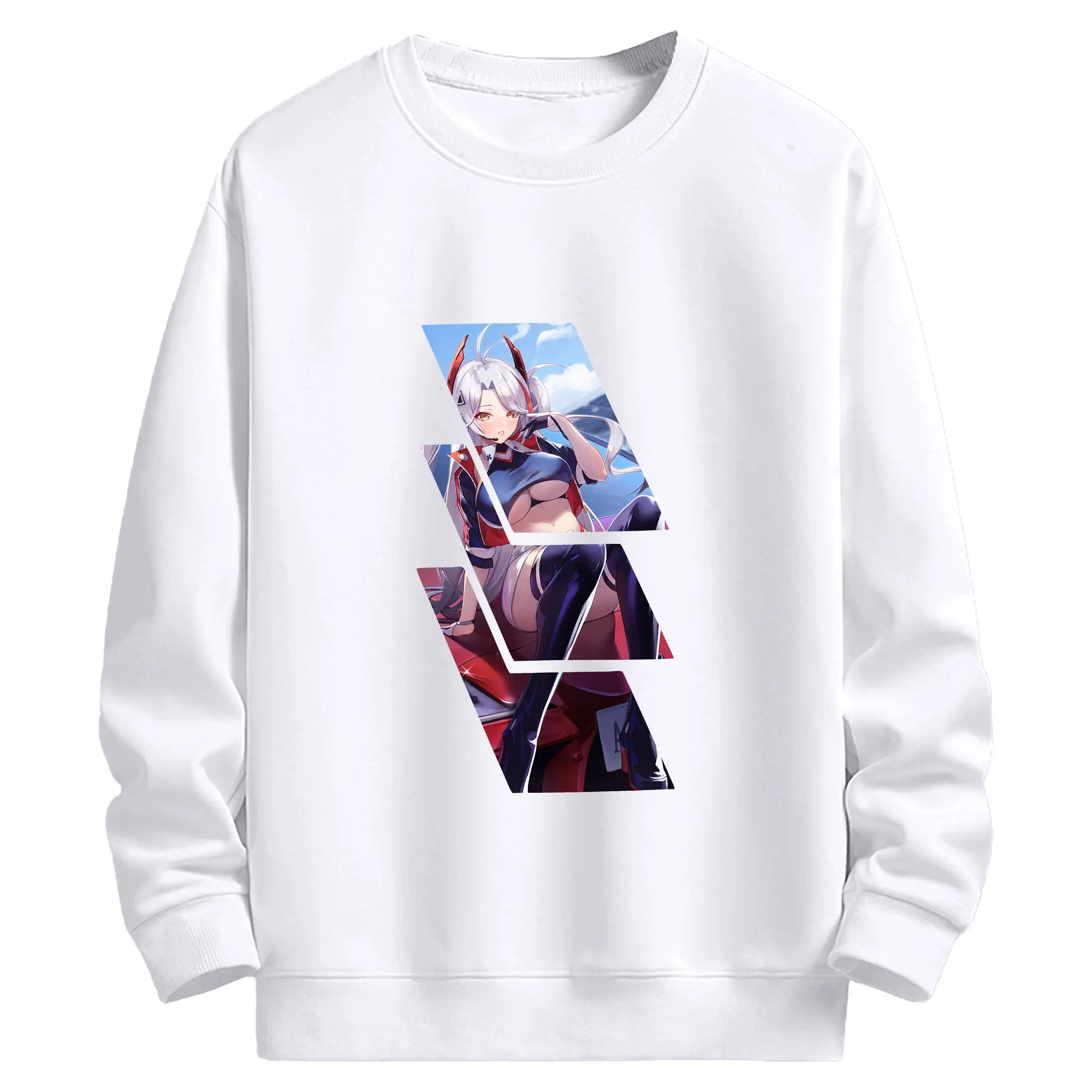 アズールレーン グッズ,プリンツ・オイゲン - 高品質 クルーネック スウェット ・ コットン59％ ポリエステル41％ ・ ユニセックス 長袖 トレーナー ・ カジュアル デイリー スポーツ 散歩用