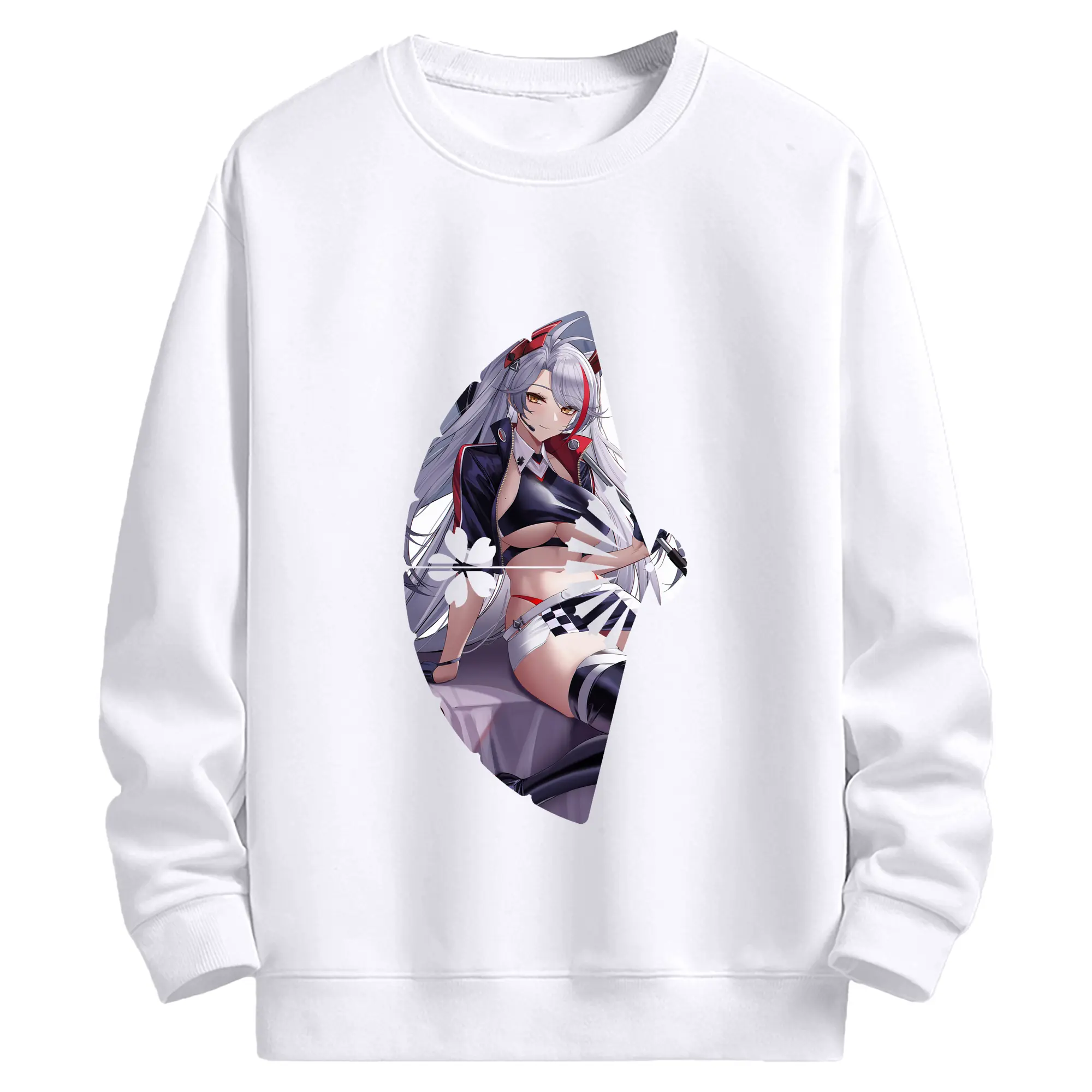 アズールレーン グッズ,プリンツ・オイゲン - 高品質 クルーネック スウェット ・ コットン59％ ポリエステル41％ ・ ユニセックス 長袖 トレーナー ・ カジュアル デイリー スポーツ 散歩用