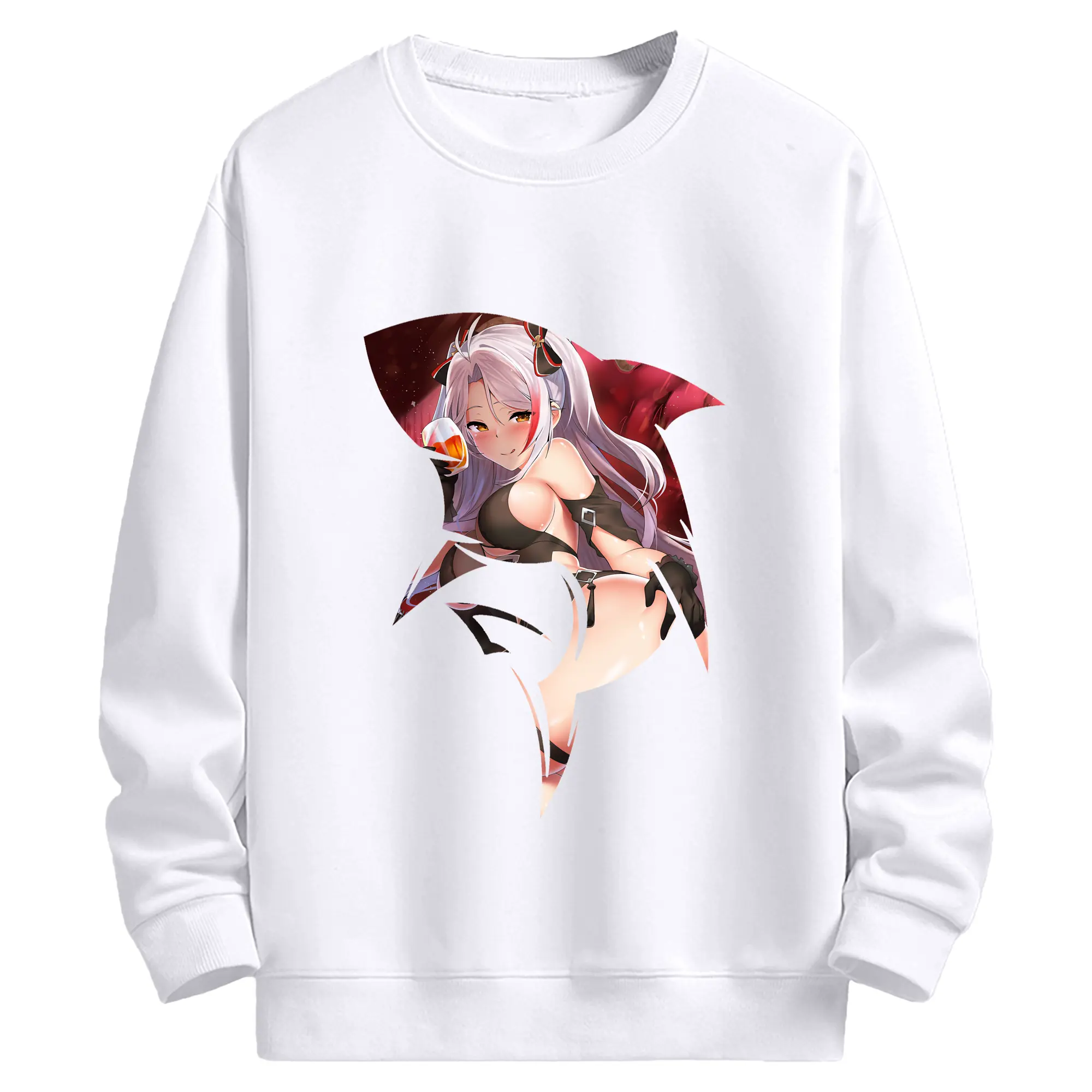 アズールレーン グッズ,プリンツ・オイゲン - 高品質 クルーネック スウェット ・ コットン59％ ポリエステル41％ ・ ユニセックス 長袖 トレーナー ・ カジュアル デイリー スポーツ 散歩用