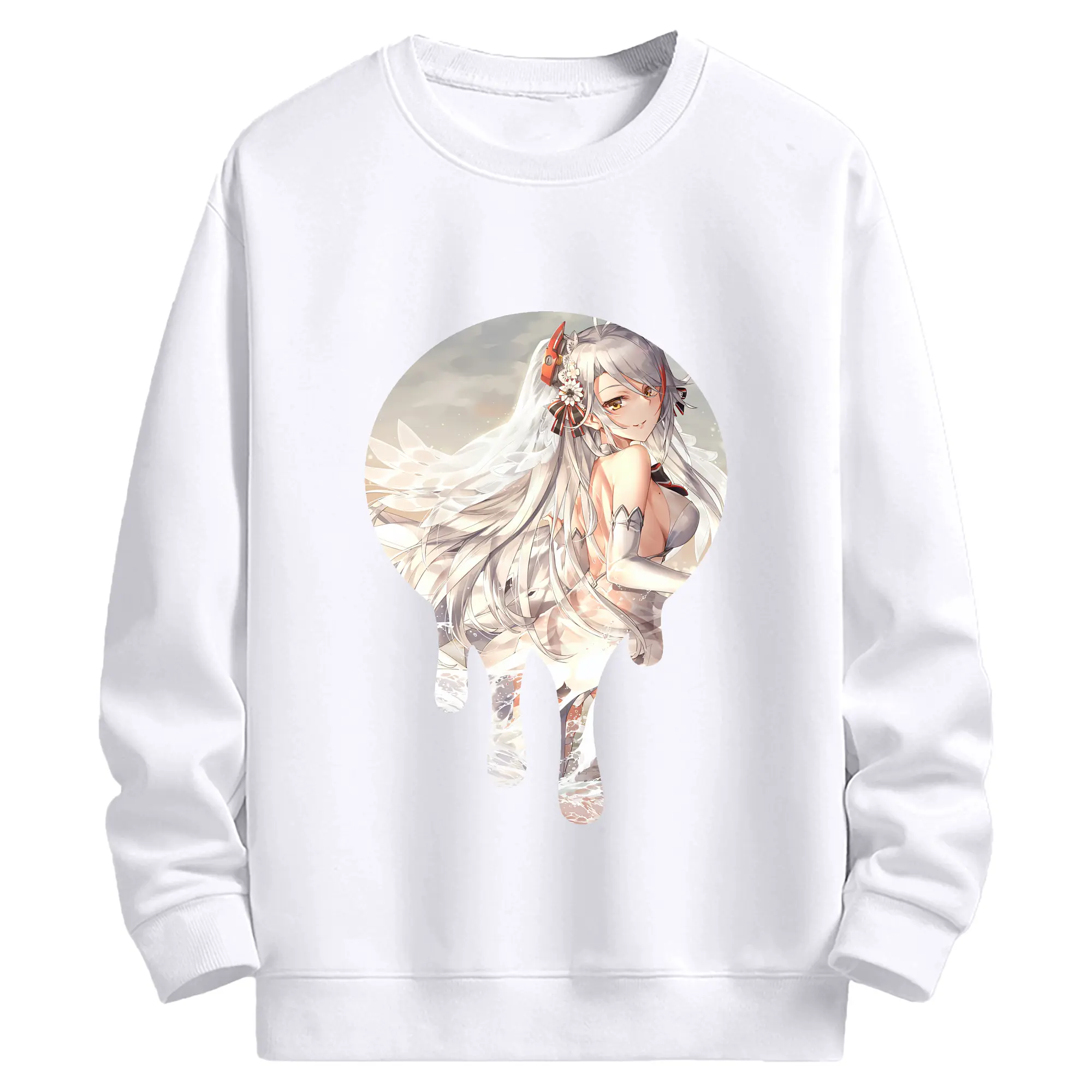 アズールレーン グッズ,プリンツ・オイゲン - 高品質 クルーネック スウェット ・ コットン59％ ポリエステル41％ ・ ユニセックス 長袖 トレーナー ・ カジュアル デイリー スポーツ 散歩用