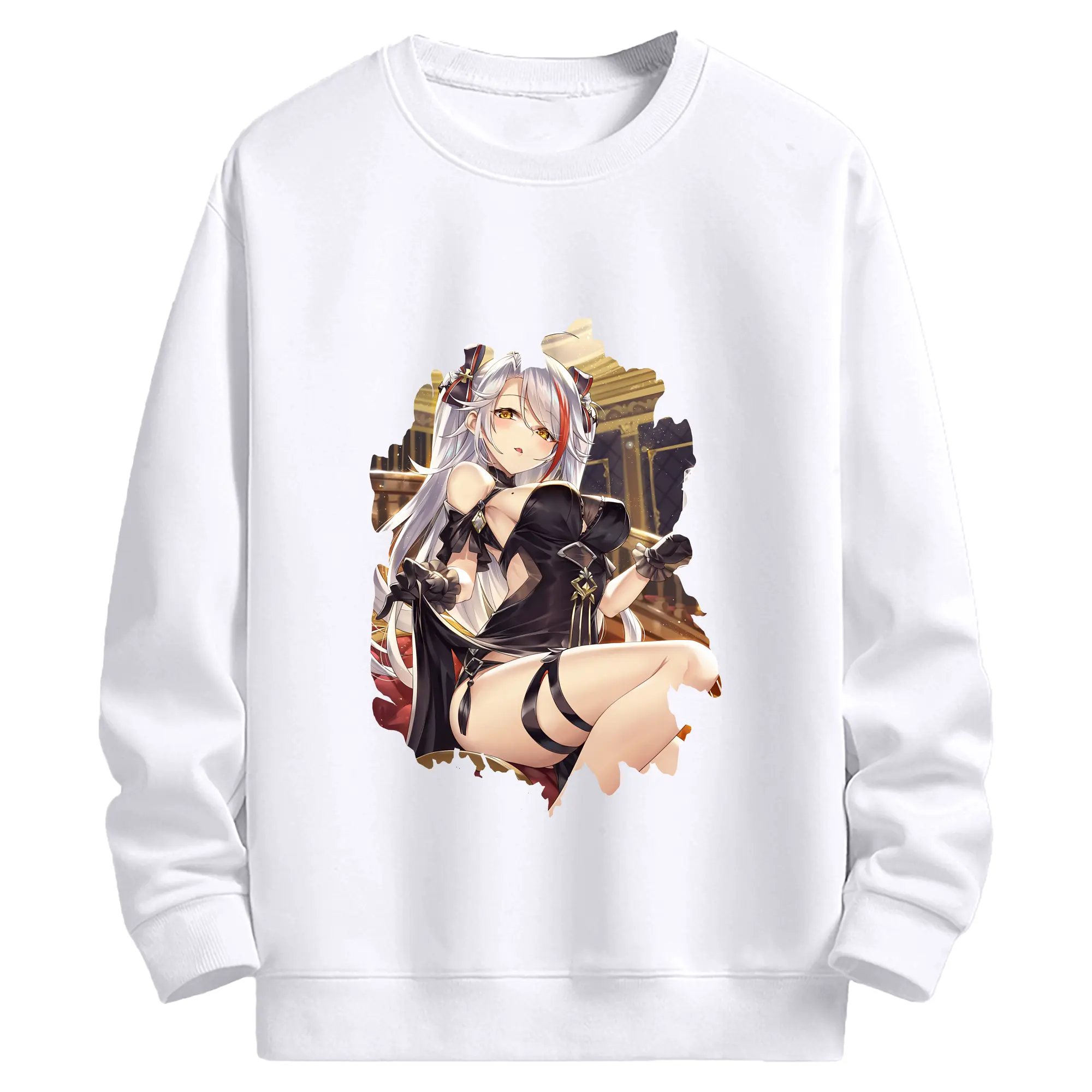 アズールレーン グッズ,プリンツ・オイゲン - 高品質 クルーネック スウェット ・ コットン59％ ポリエステル41％ ・ ユニセックス 長袖 トレーナー ・ カジュアル デイリー スポーツ 散歩用